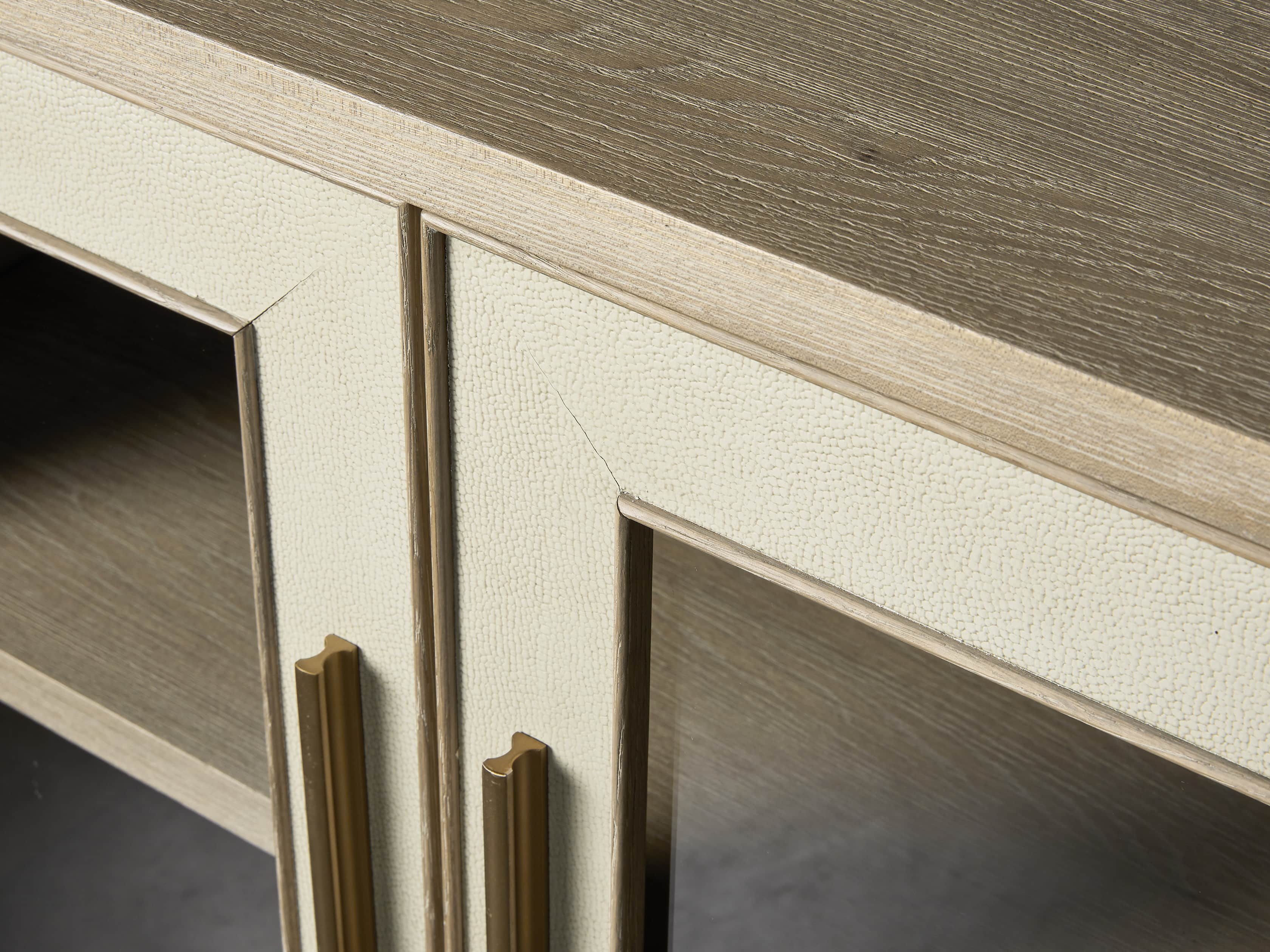 Malone 71" Media Console with Glass Doors in Shagreen Bone, slide 6 of 10