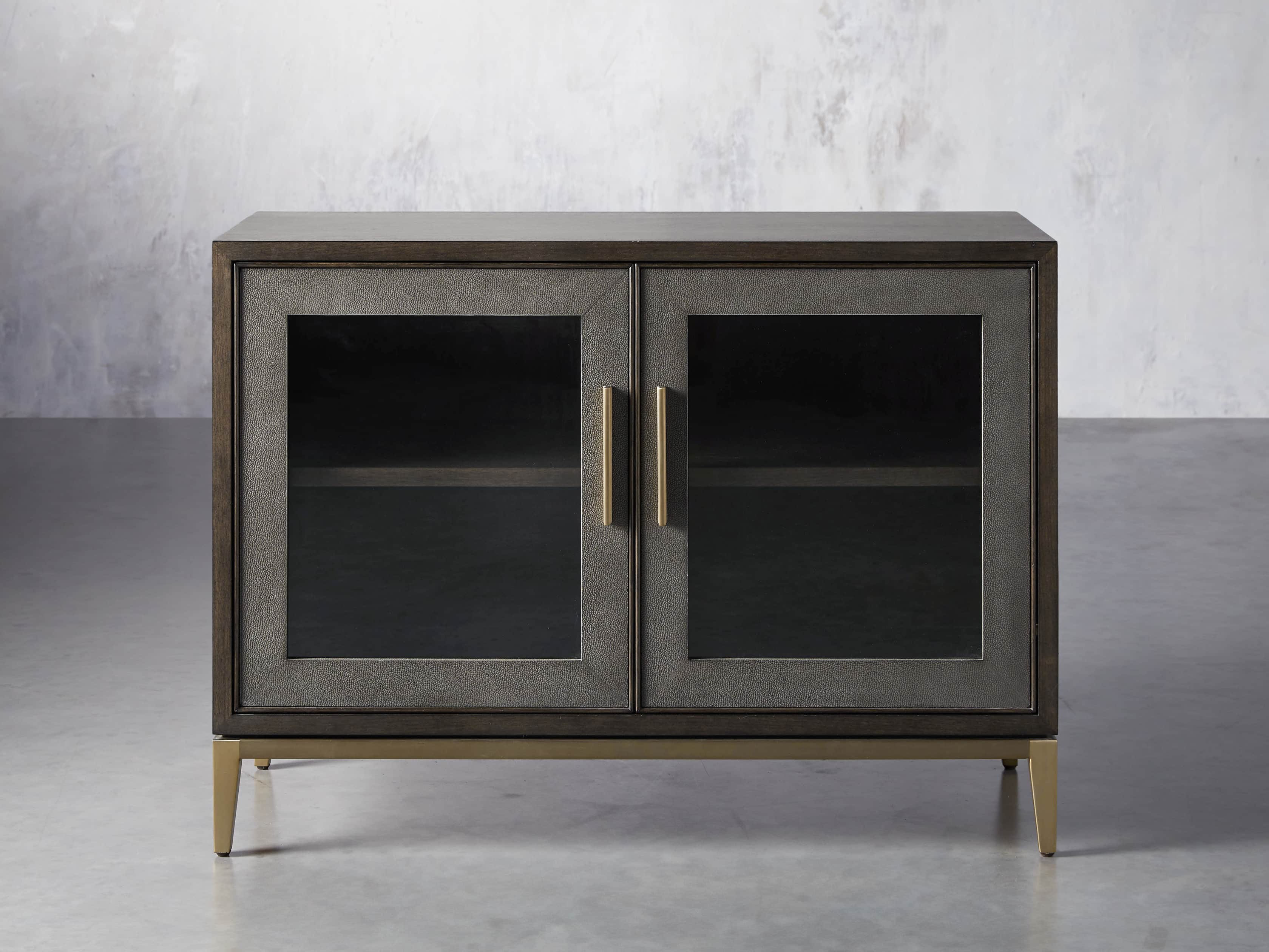 Malone 43" Two Door Cabinet with Glass Doors in Dark Walnut, slide 1 of 7