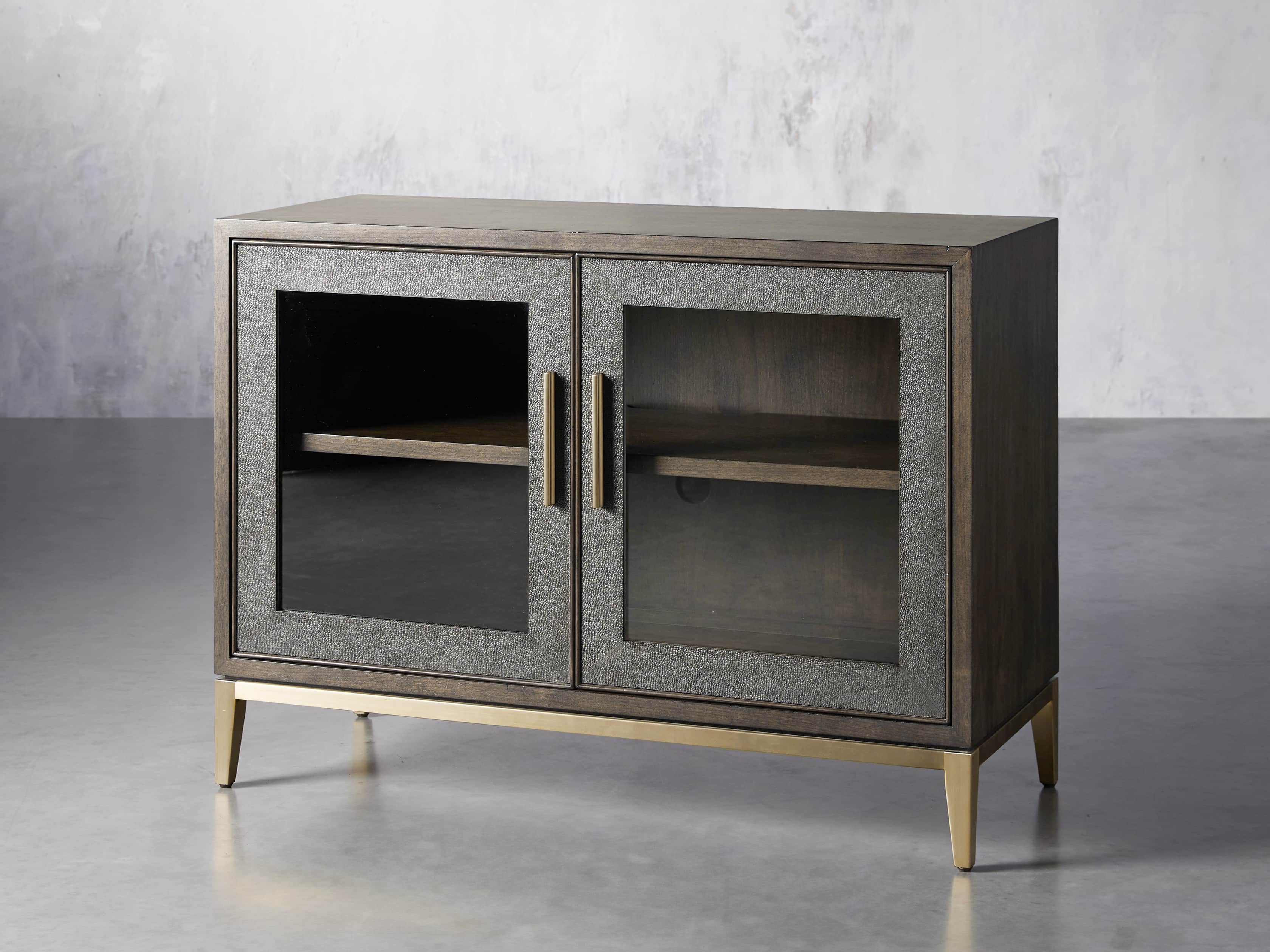 Malone 43" Two Door Cabinet with Glass Doors in Dark Walnut, slide 2 of 7