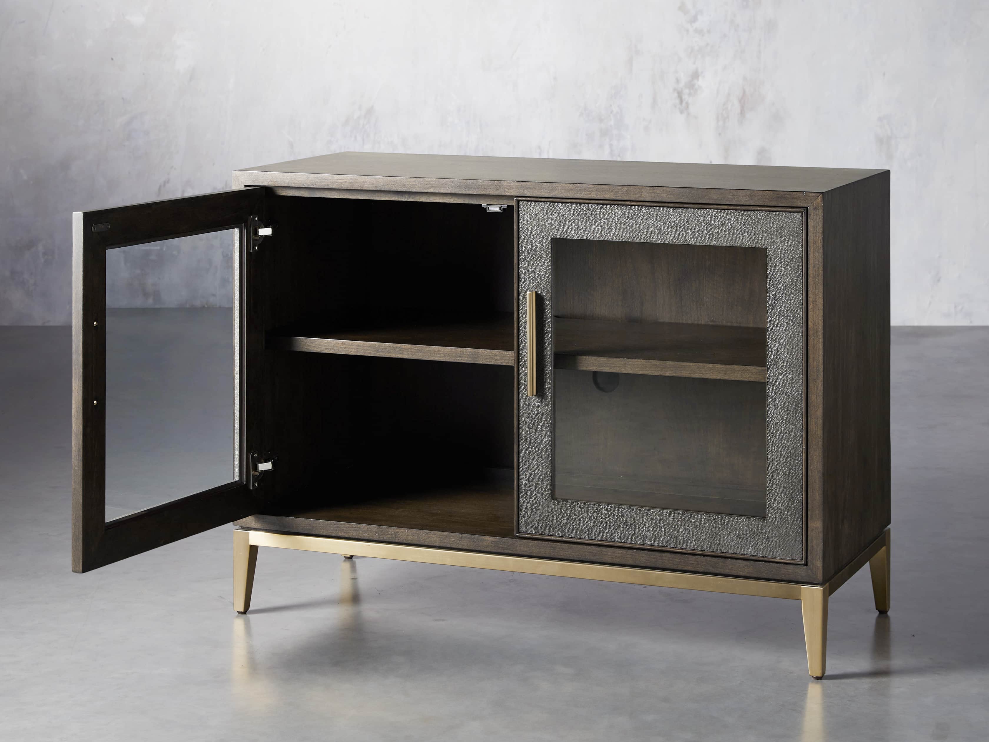 Malone 43" Two Door Cabinet with Glass Doors in Dark Walnut, slide 3 of 7