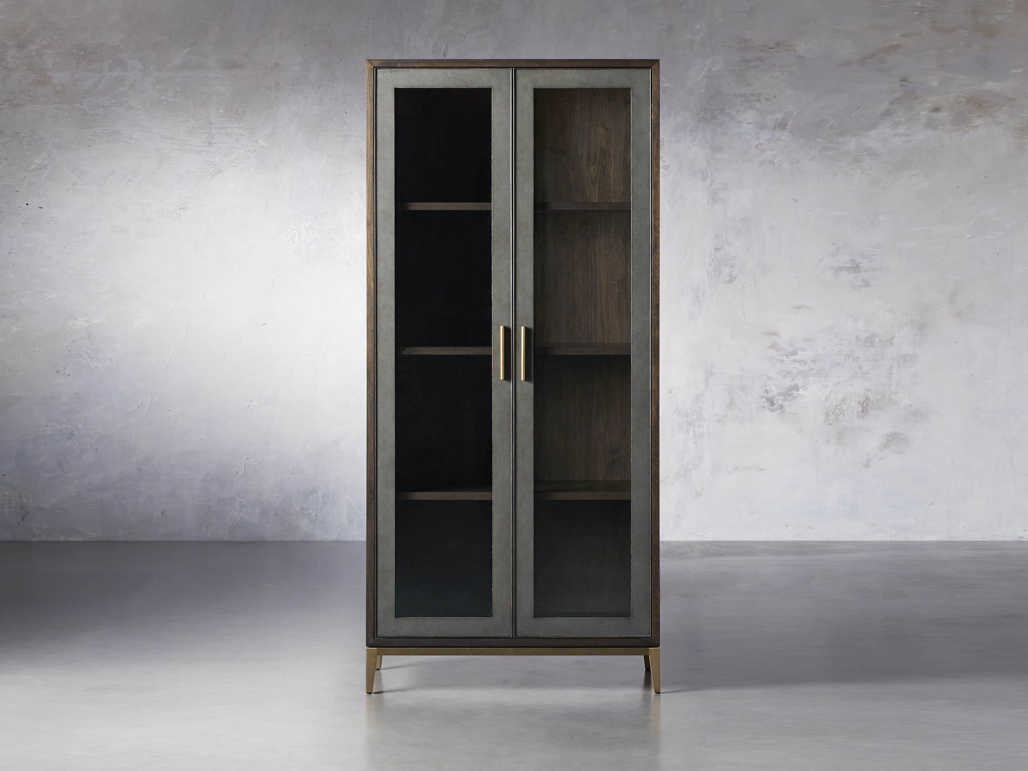 Malone 38" Display Cabinet with Glass Doors in Dark Walnut, slide 1 of 8