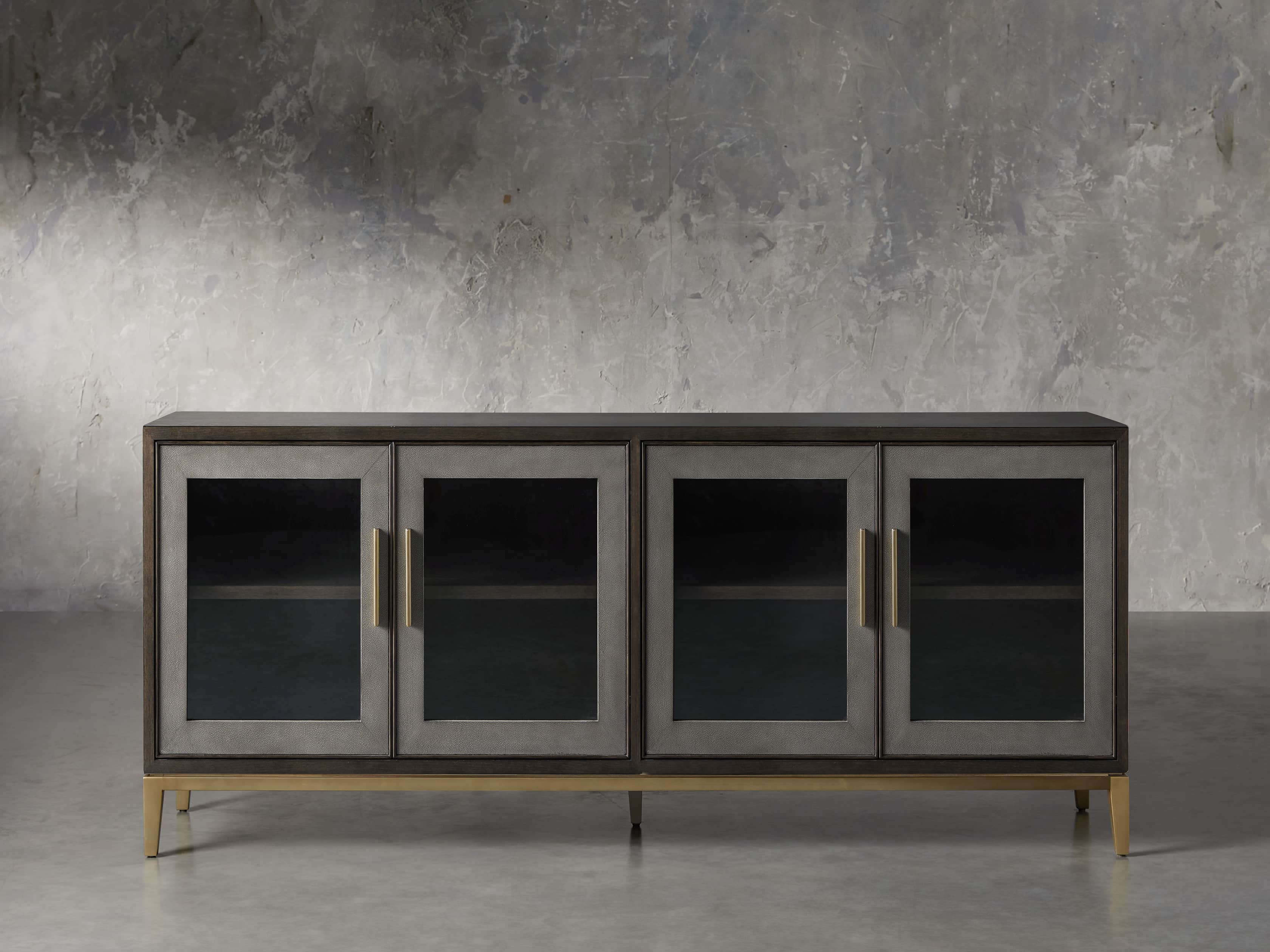 View the Malone Media Console with Glass Doors | Variant: DARK SPARROW