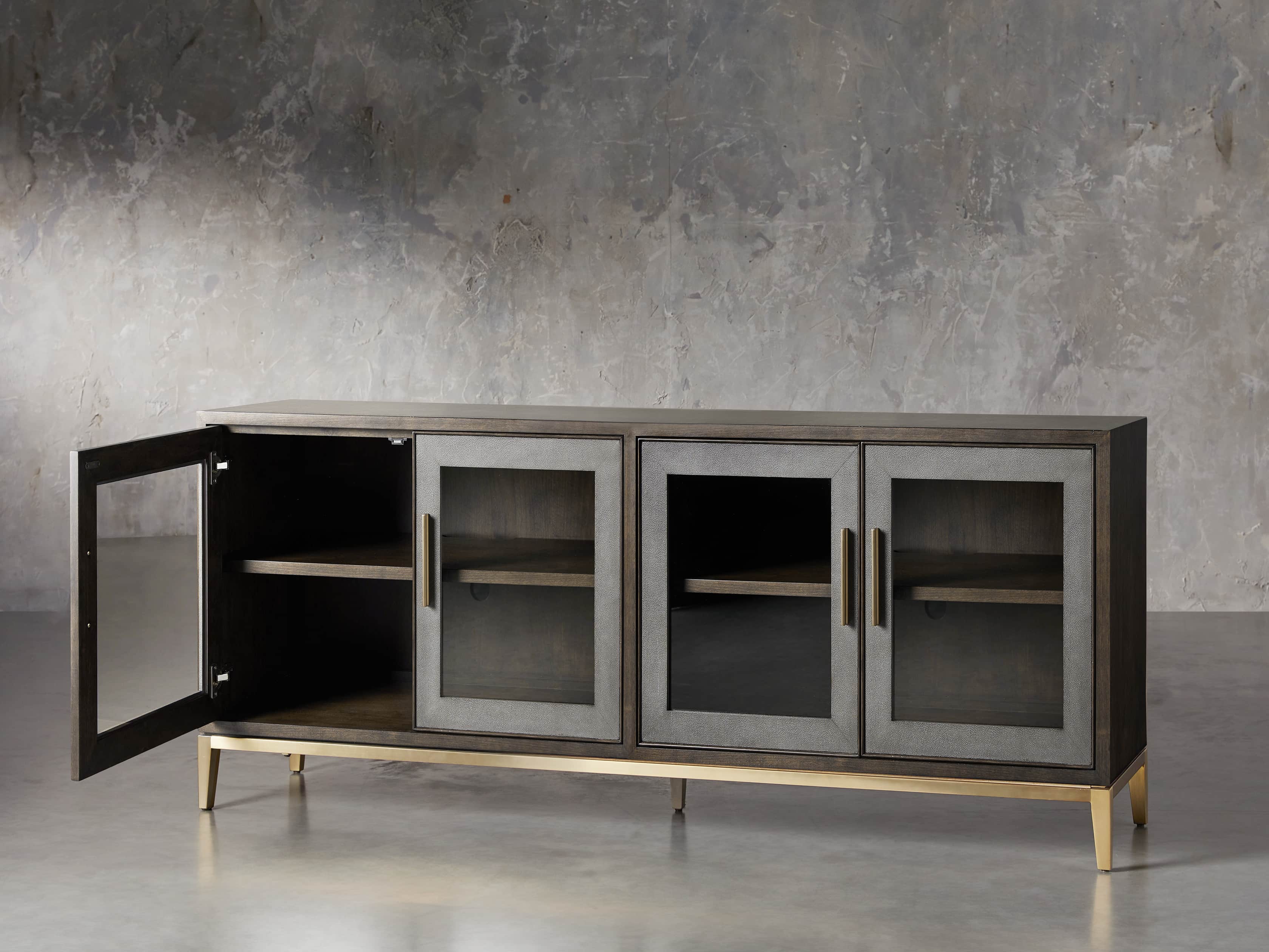 Malone 71" Media Console with Glass Doors in Dark Walnut, slide 3 of 8