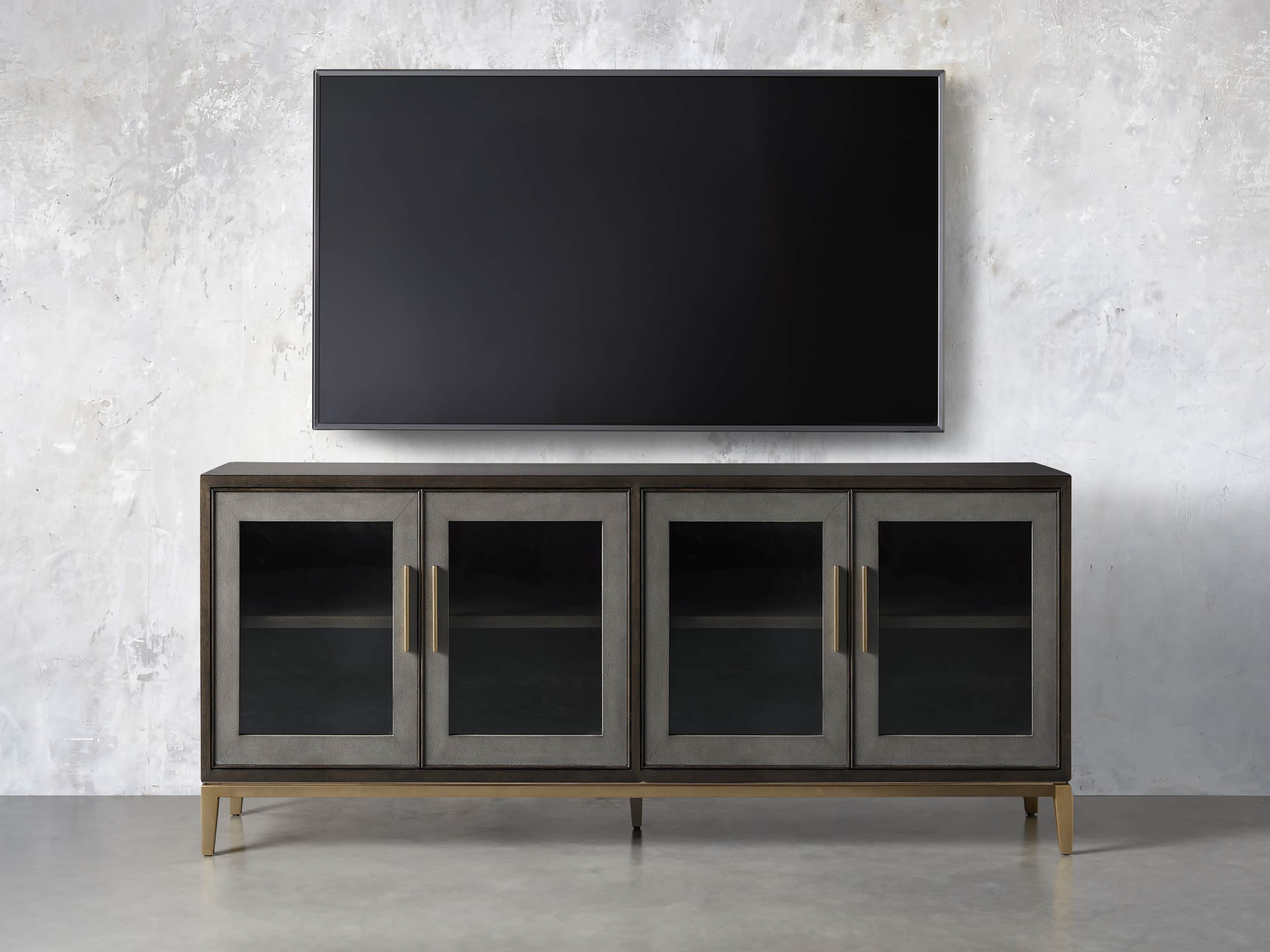 Malone 71" Media Console with Glass Doors in Dark Walnut, slide 6 of 8