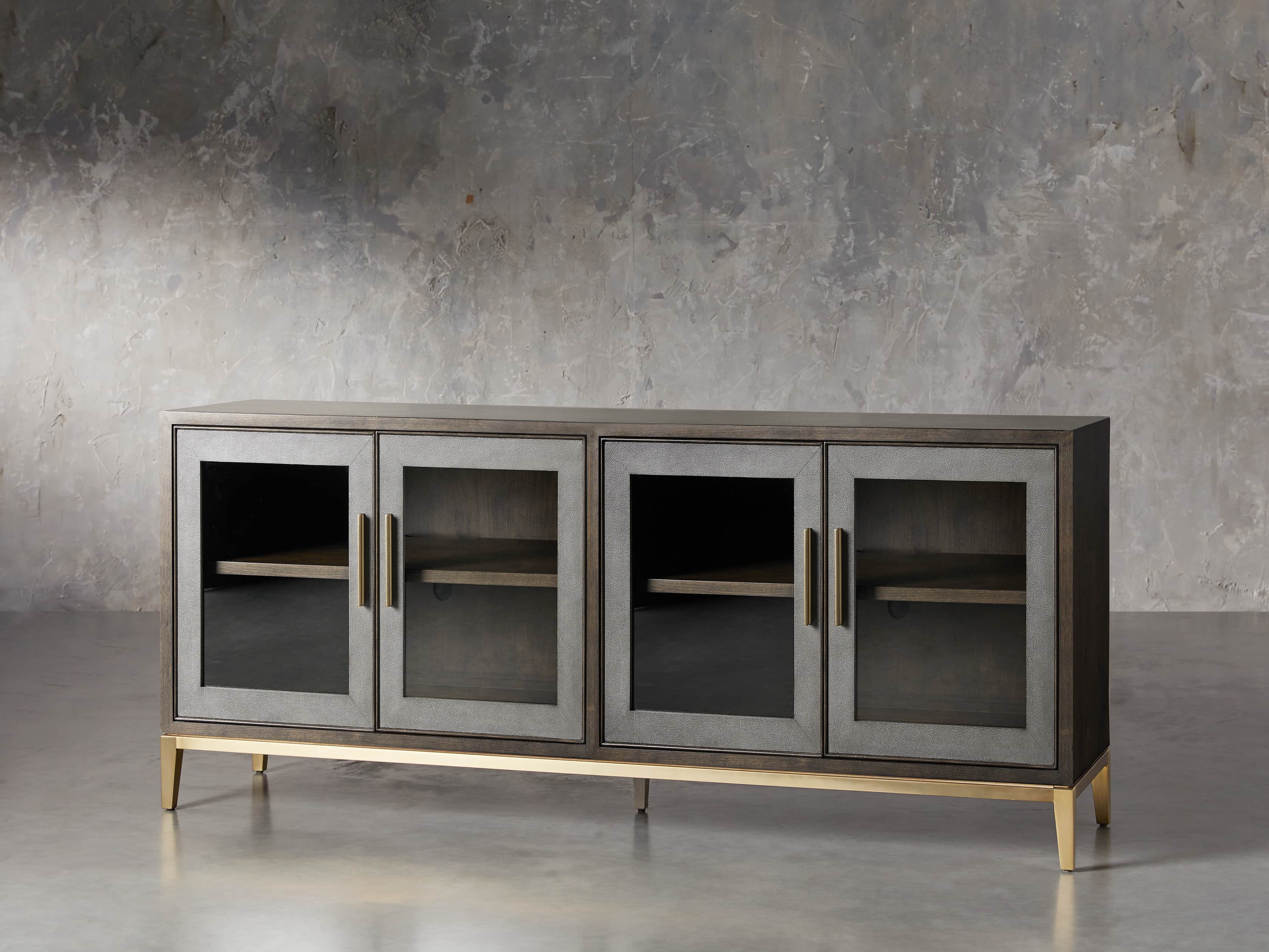 Malone 71" Media Console with Glass Doors in Dark Walnut, slide 2 of 8