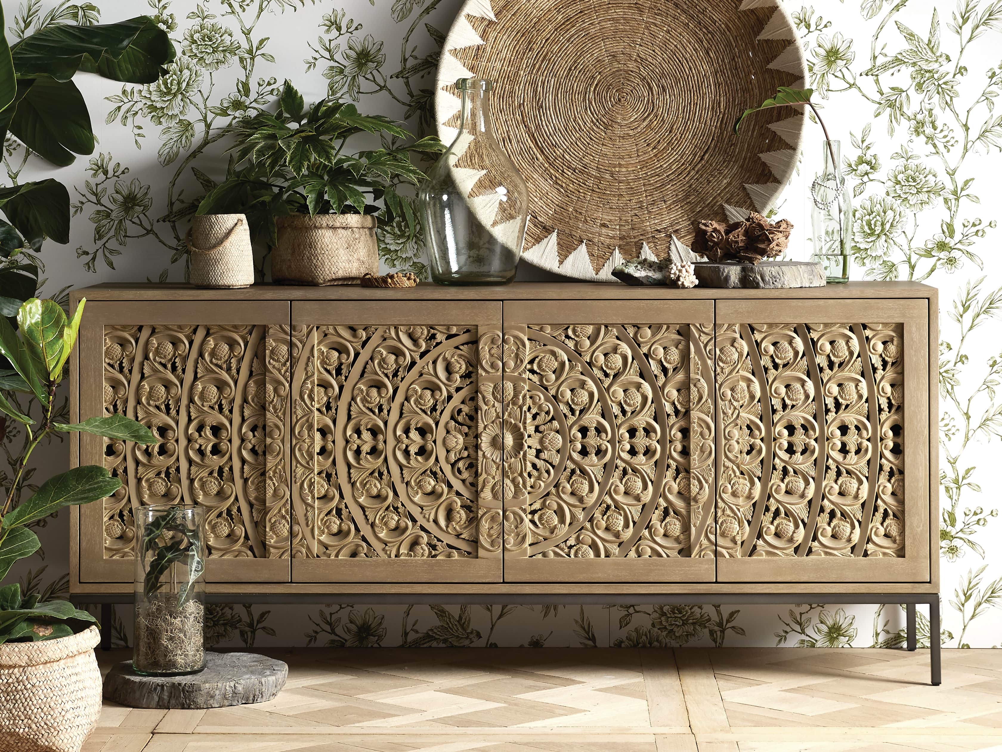 Mandara 71” Media Console in Jepara Natural