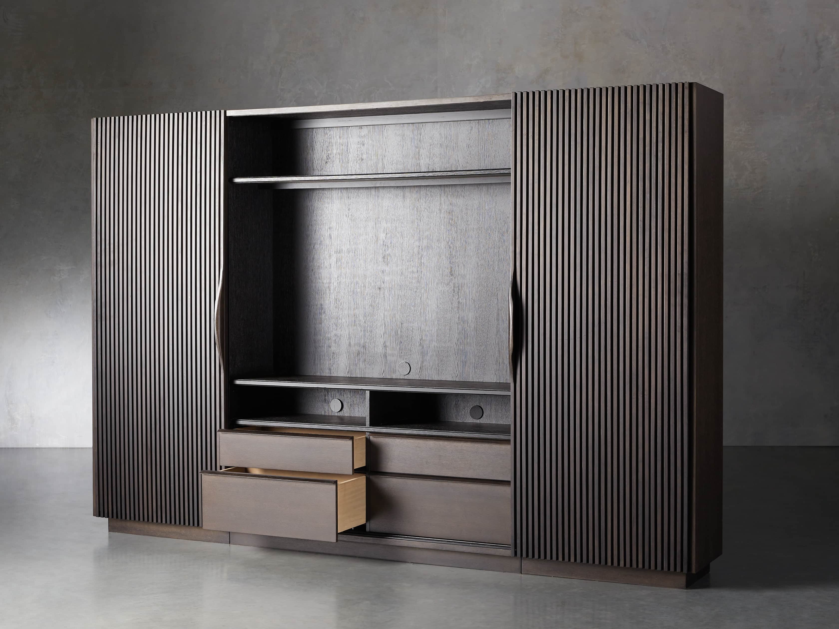 Newton 127" Wall Unit with Teak Doors