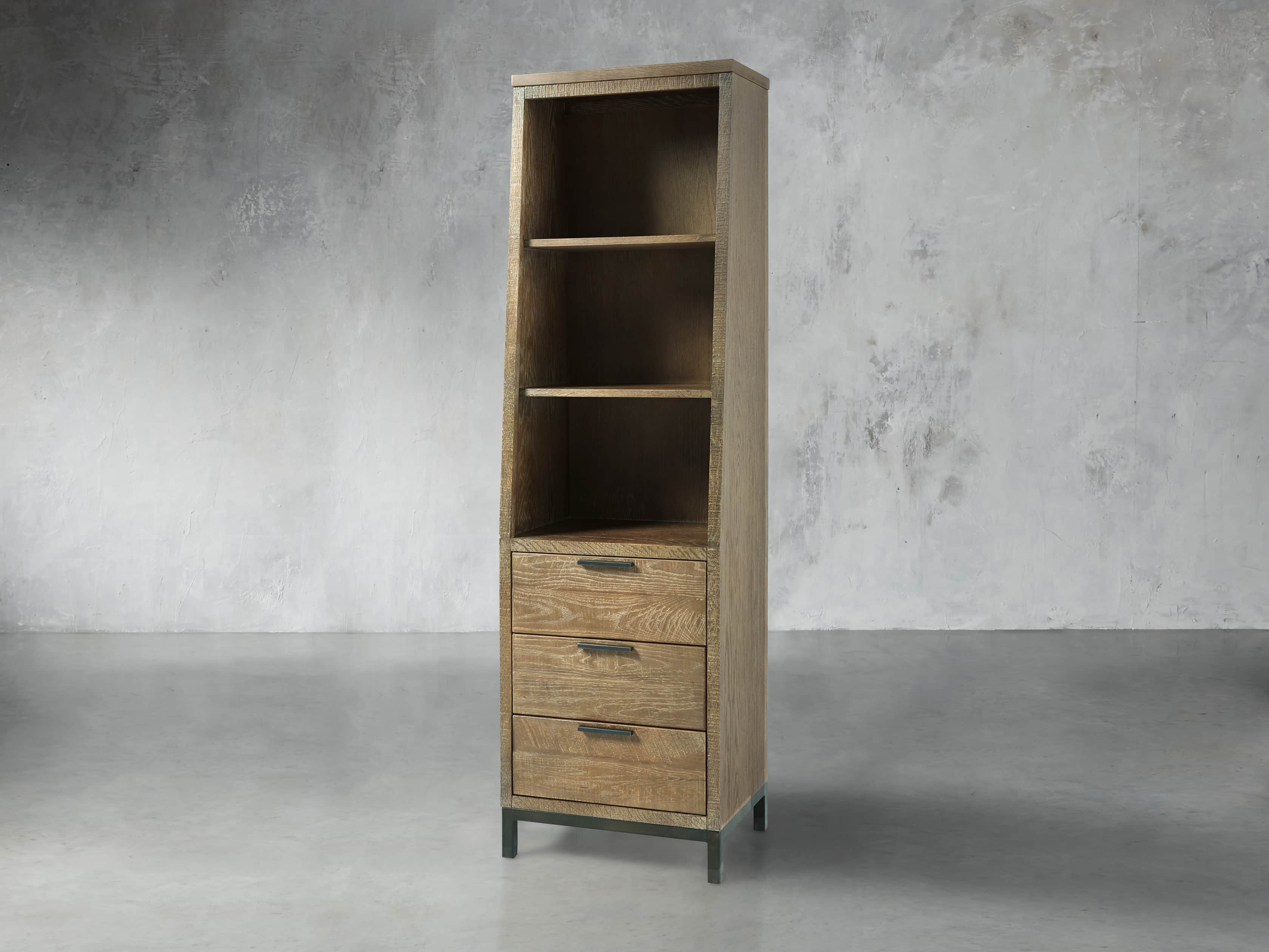 Palmer Angled Bookcase In Natural Oak