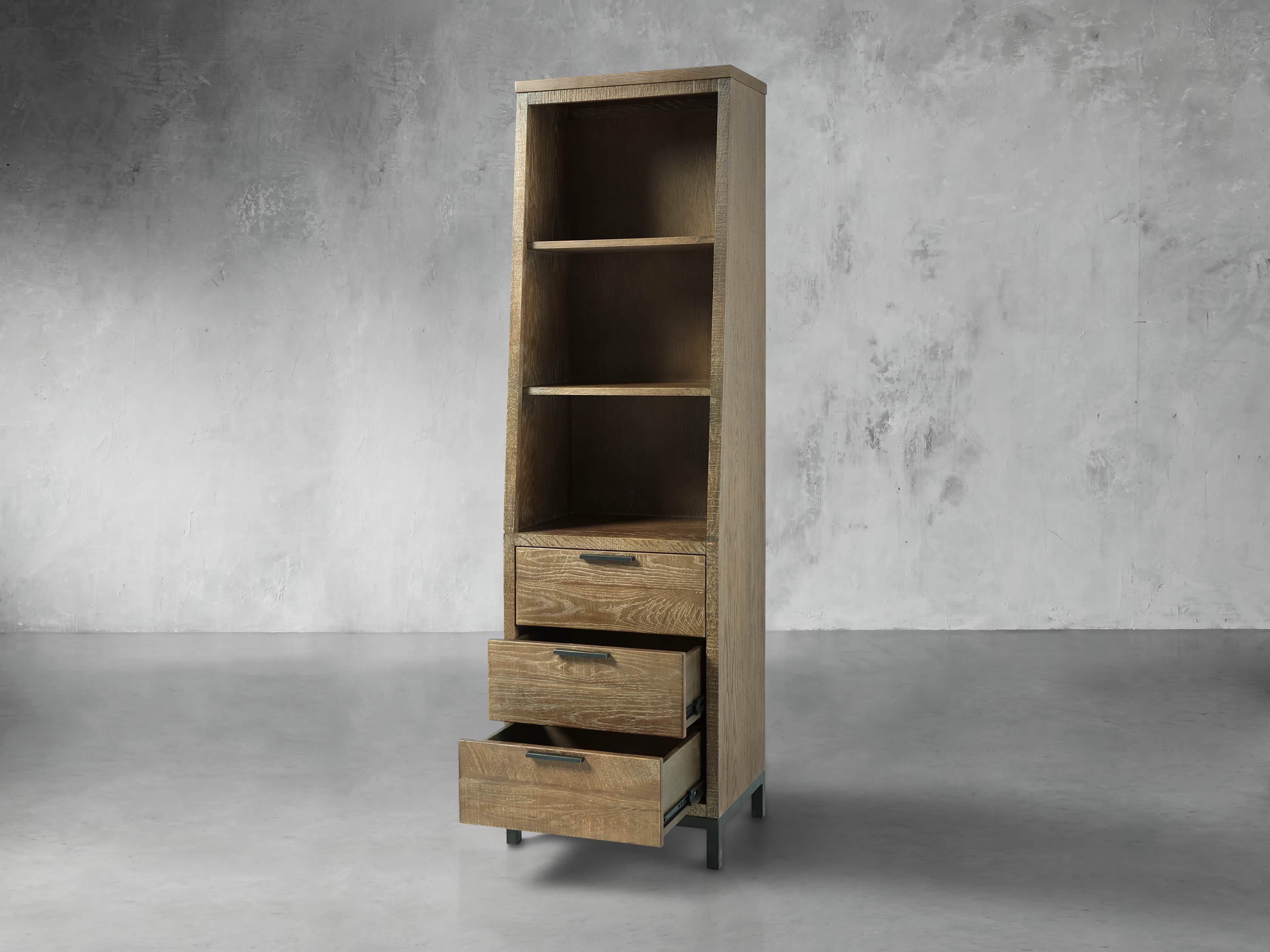 Palmer Angled Bookcase In Natural Oak