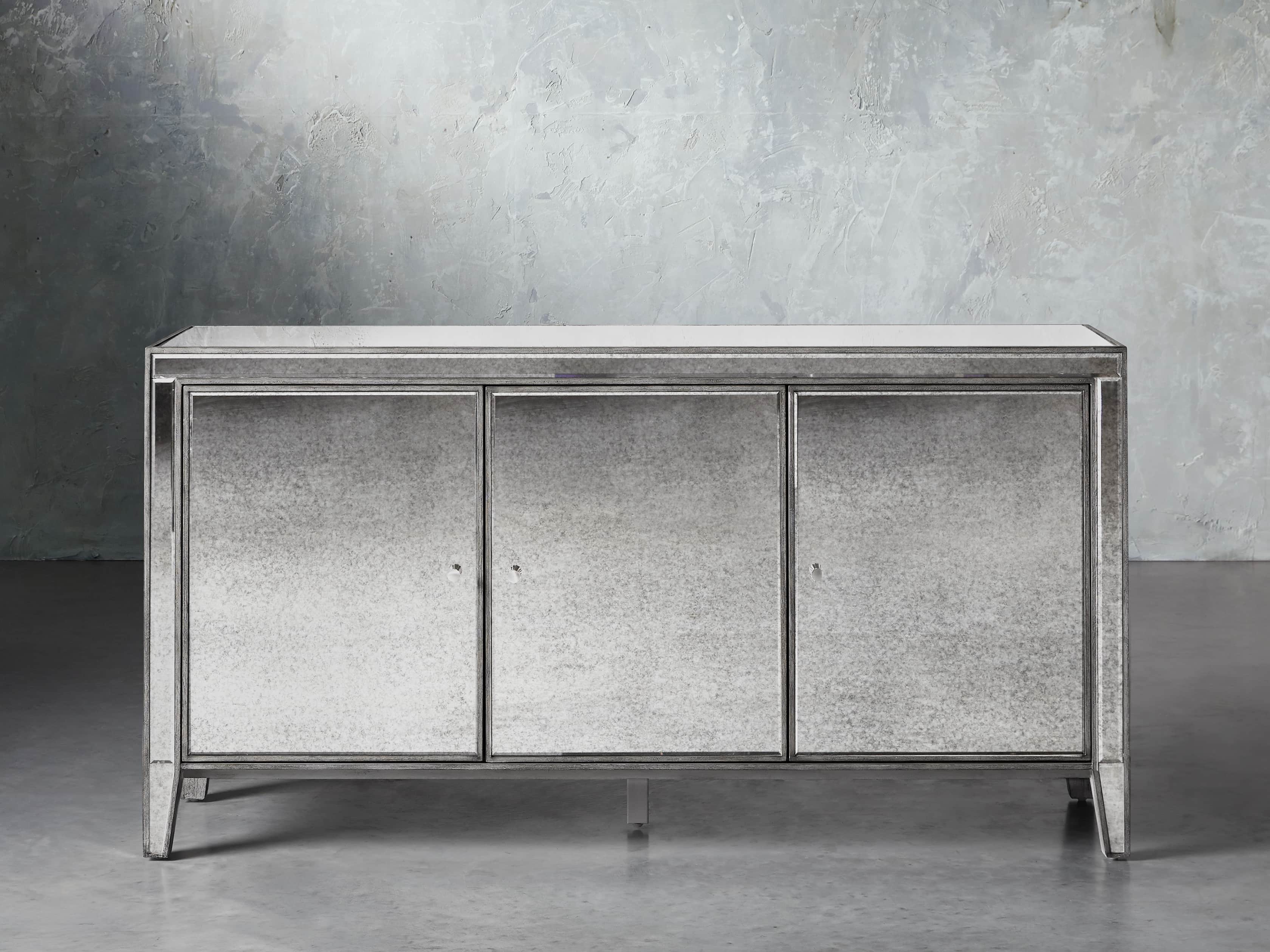 Reese 3-Door Media Console in Antique Mirror