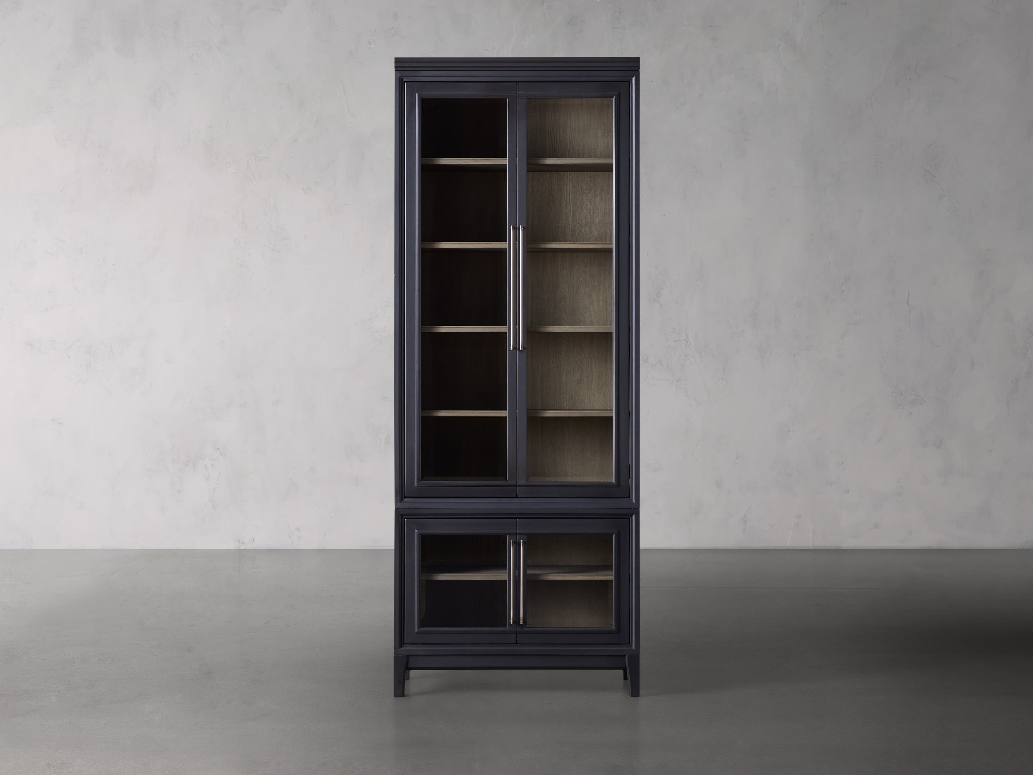 Rowan Beveled Glass-Double Door Cabinet in Black, slide 1 of 3