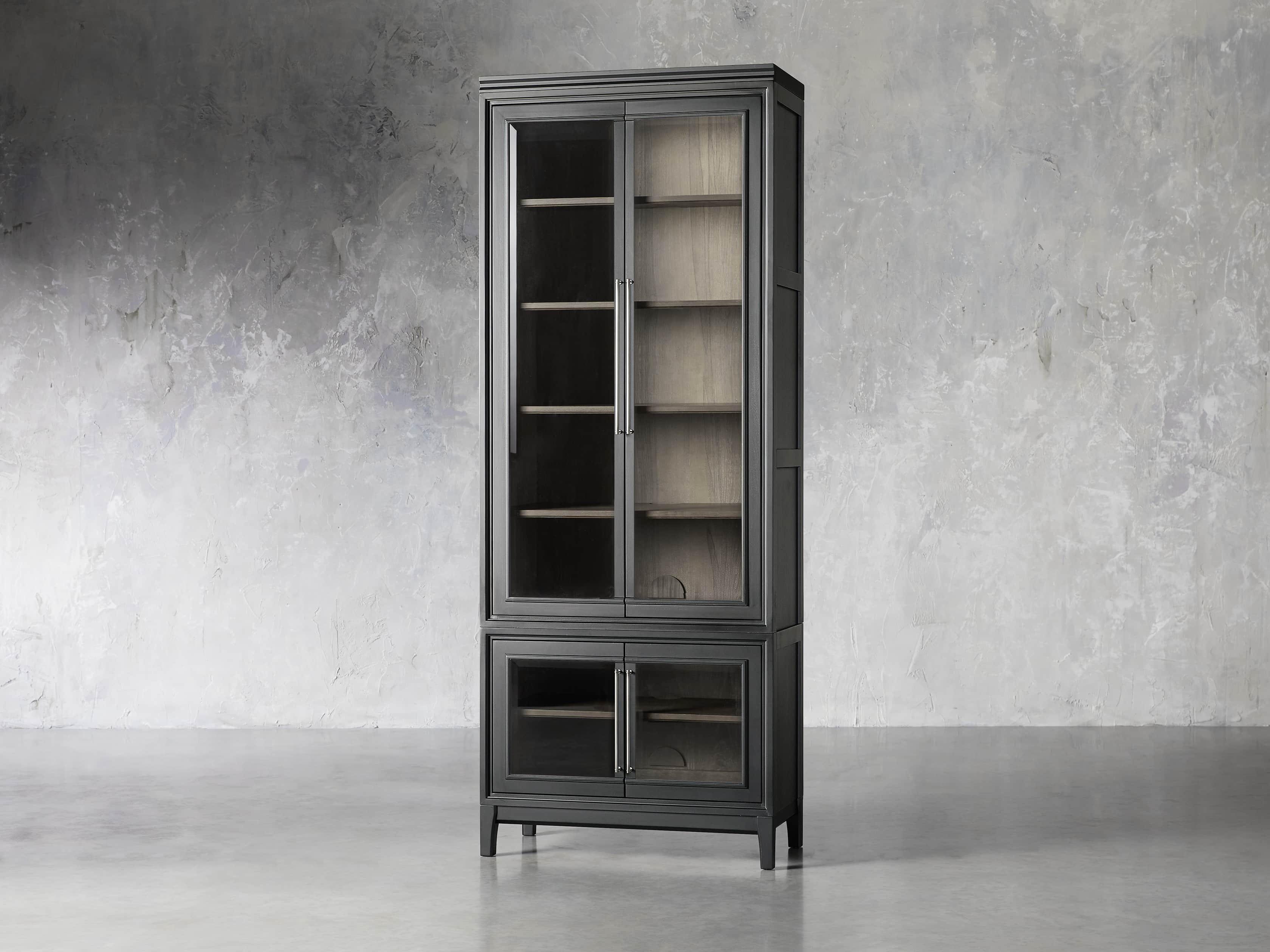 Rowan Beveled Glass-Double Door Cabinet in Black, slide 2 of 3