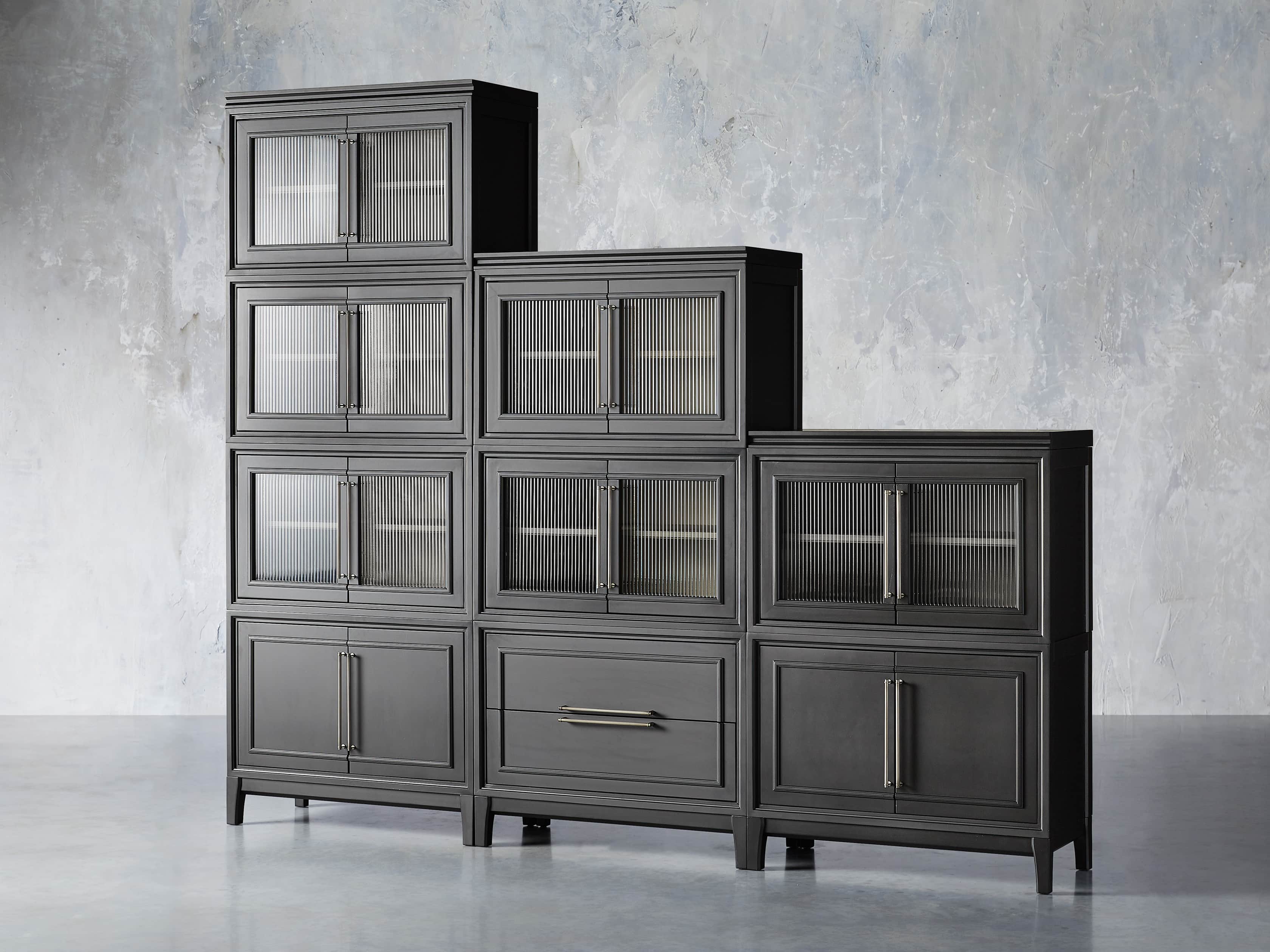 Rowan Modular 105" Large Descending Wall Unit in Scoria Black, slide 2 of 8