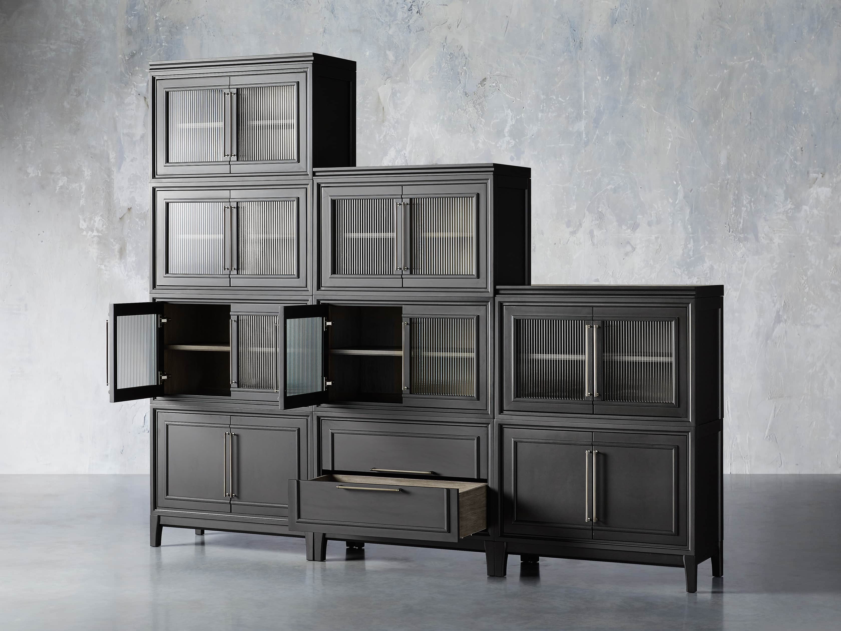 Rowan Modular 105" Large Descending Wall Unit in Scoria Black, slide 3 of 8