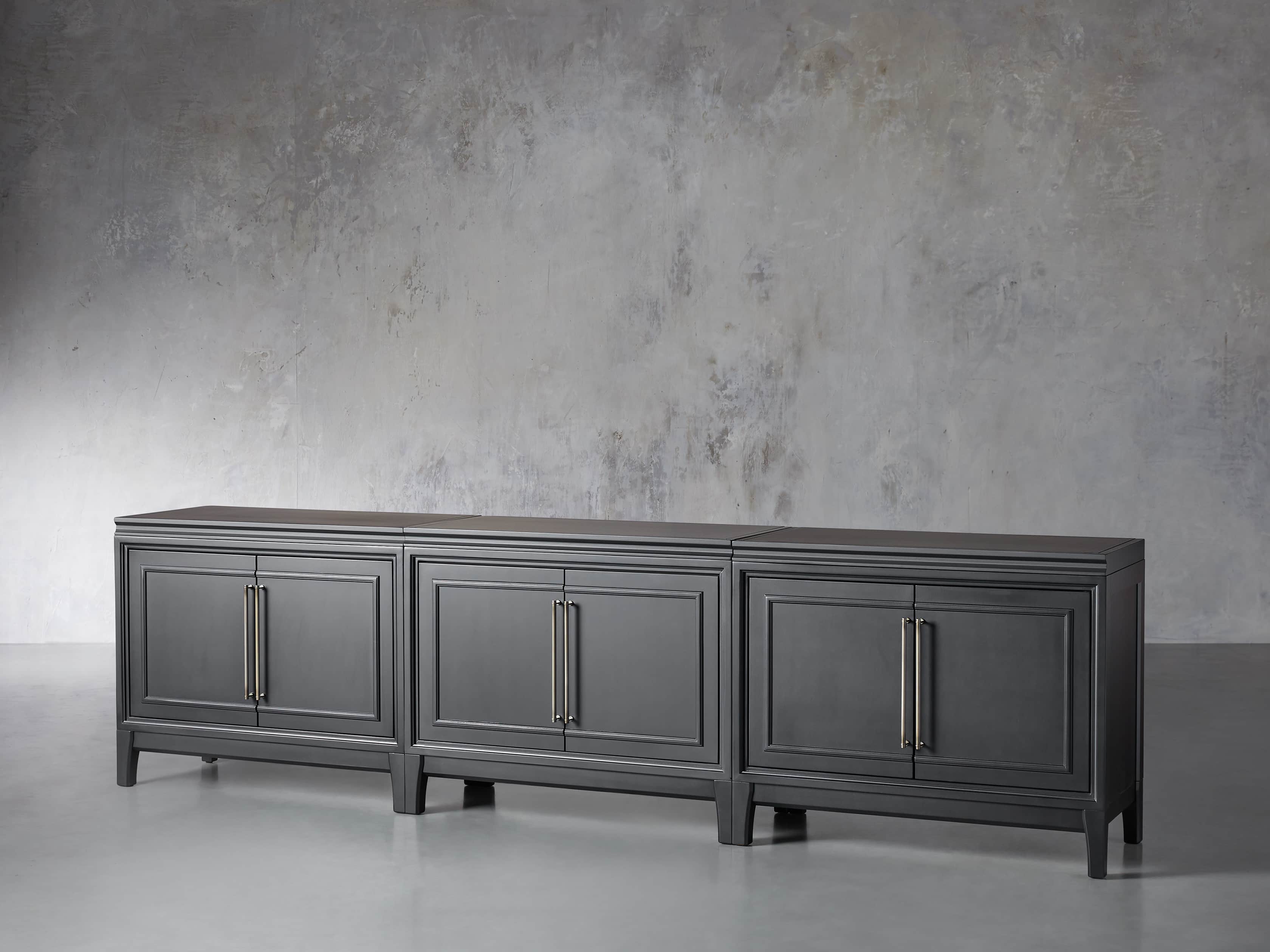 Rowan Modular 105" Media Console with Doors in Scoria Black, slide 2 of 5