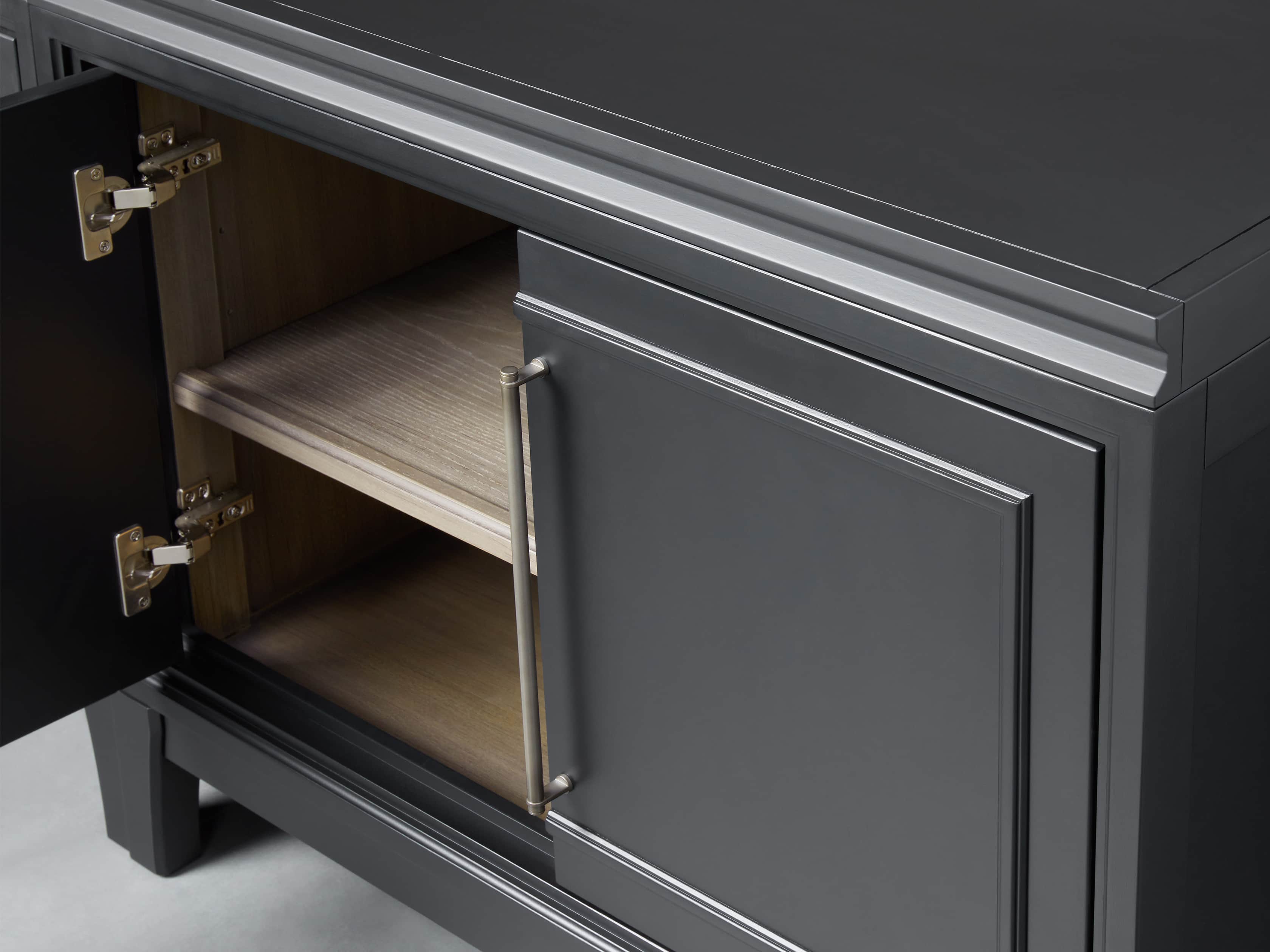 Rowan Modular 105" Media Console with Doors in Scoria Black, slide 4 of 5