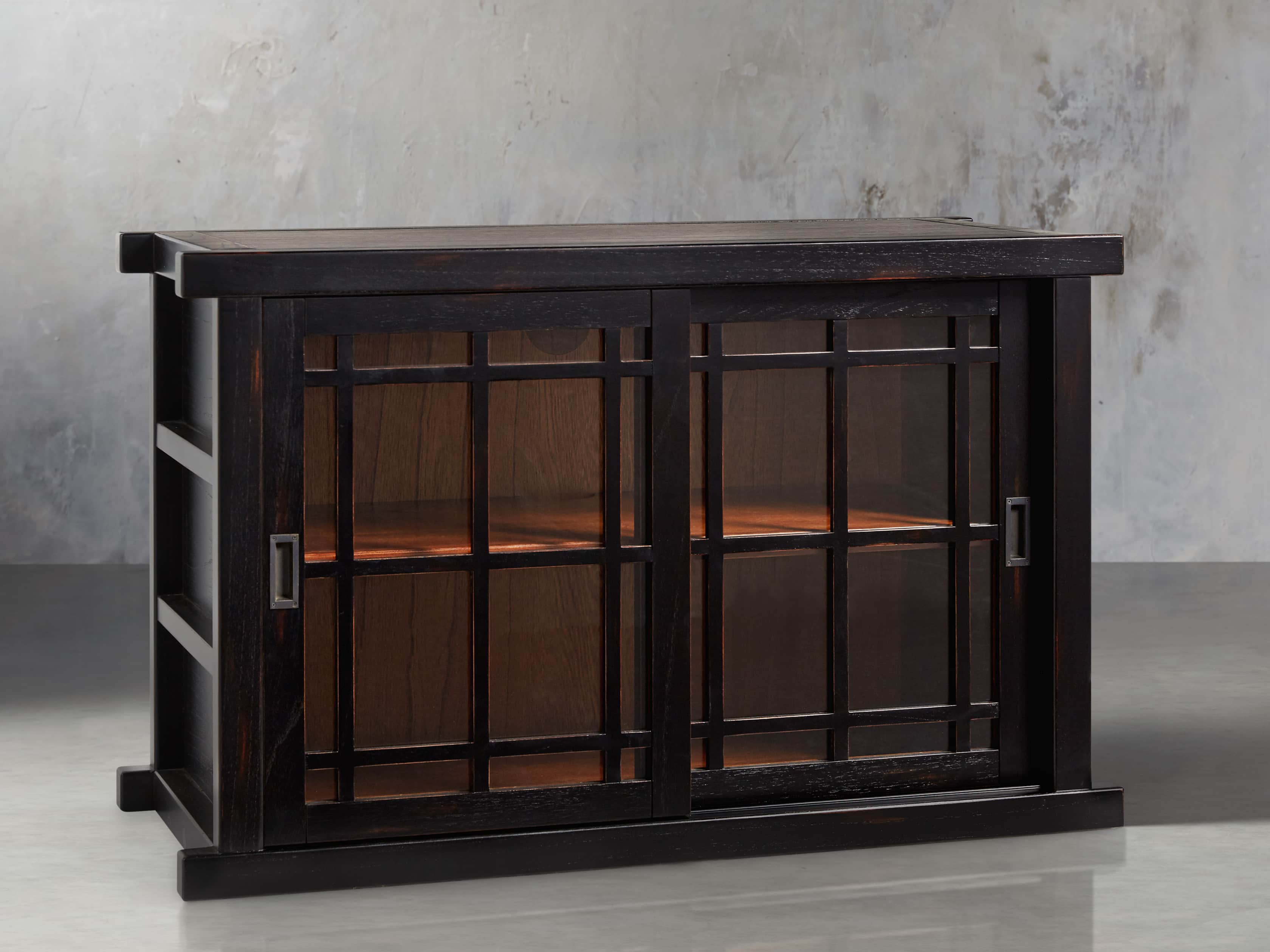 Spencer 48" Bookcase with Glass Doors In Spencer Black, slide 2 of 5