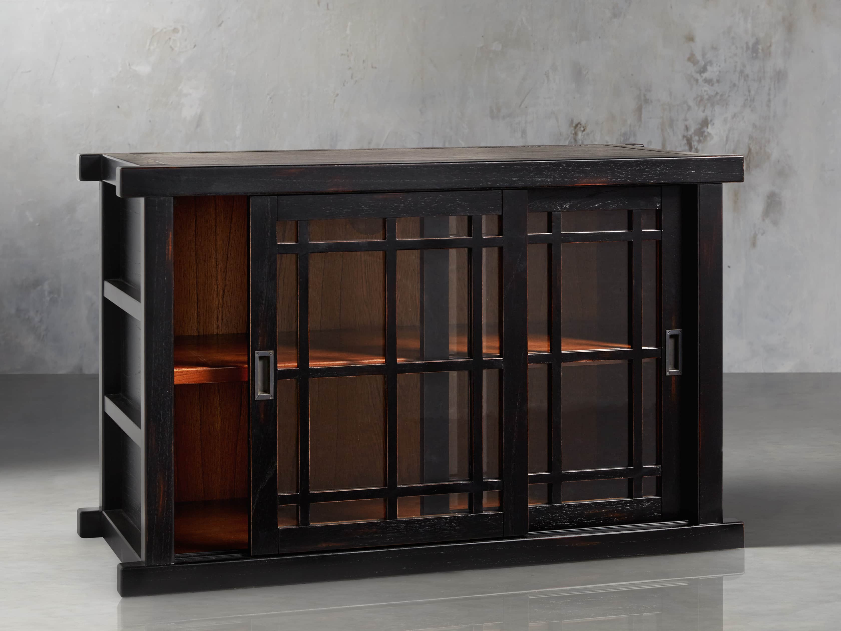 Spencer 48" Bookcase with Glass Doors In Spencer Black, slide 3 of 5