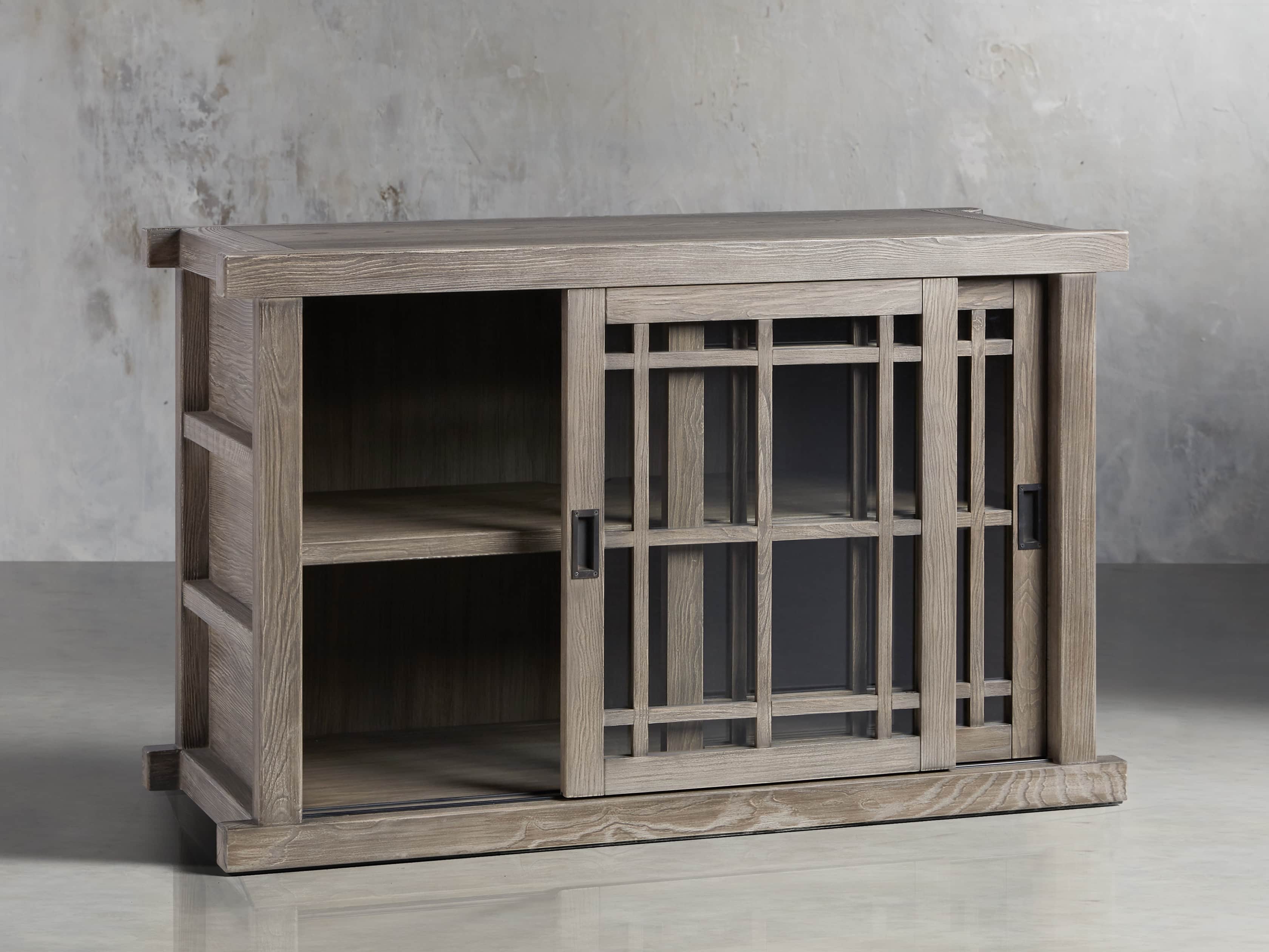 Spencer 48" Glass Cabinet in Stone on Ash, slide 3 of 8
