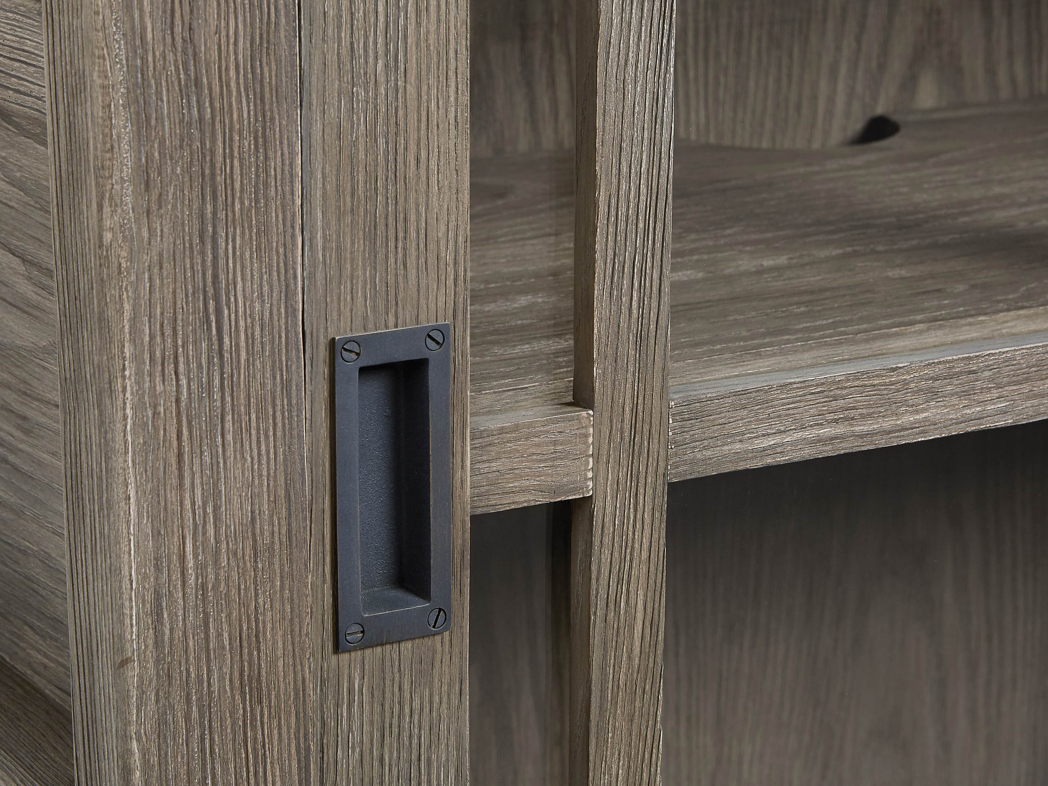 Spencer 71" Bookcase with Glass Doors in Stone on Ash