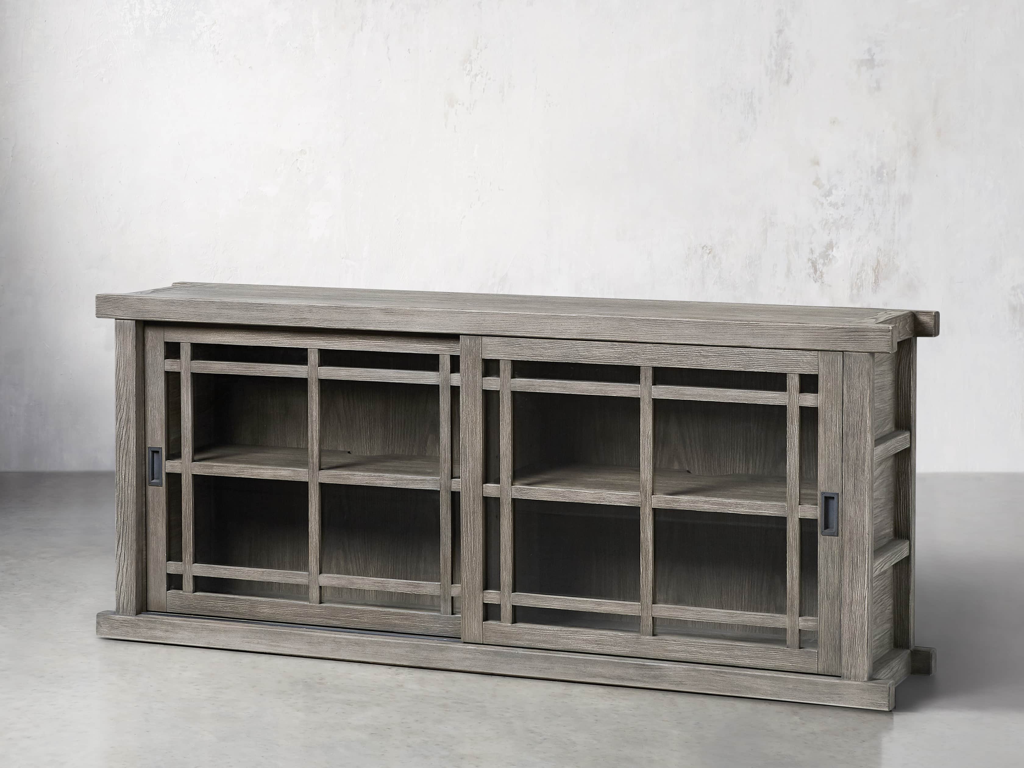 Spencer 71" Bookcase with Glass Doors in Stone on Ash