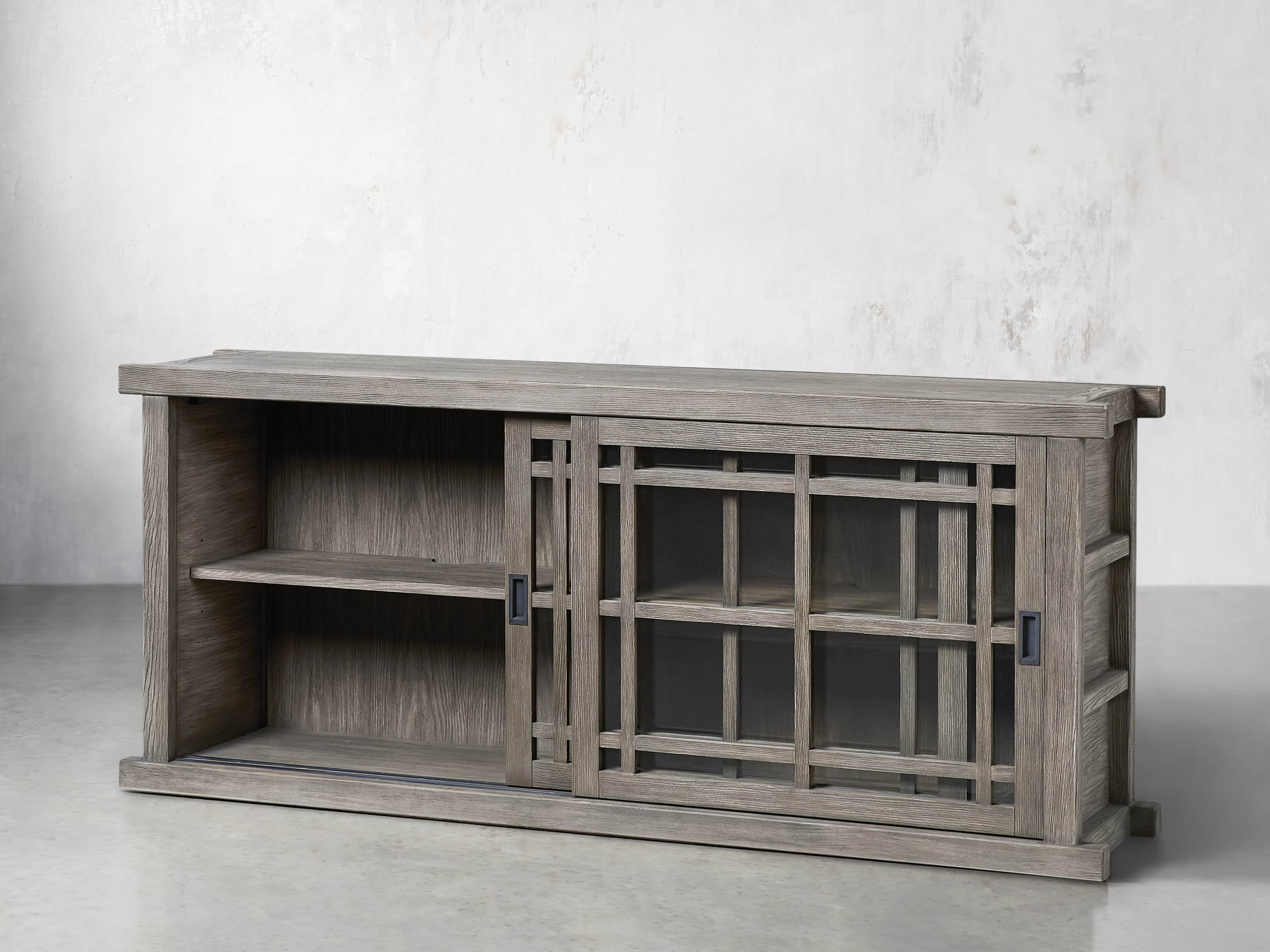Spencer 71" Bookcase with Glass Doors in Stone on Ash