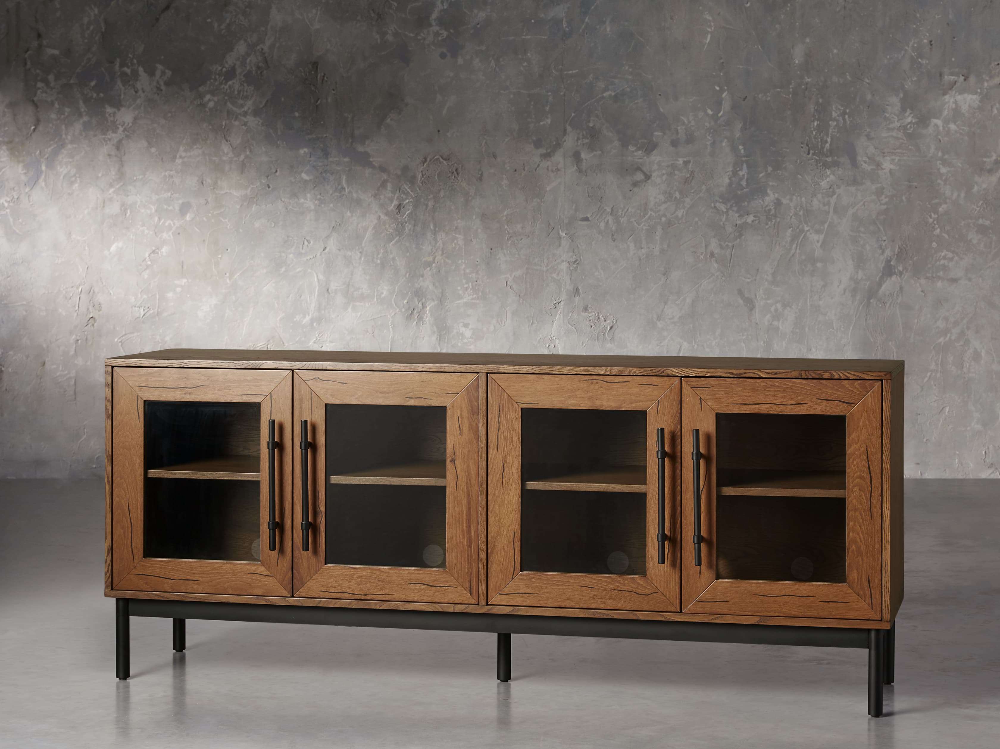 Sullivan 75.25" Media Console in Northman Oak, slide 2 of 5