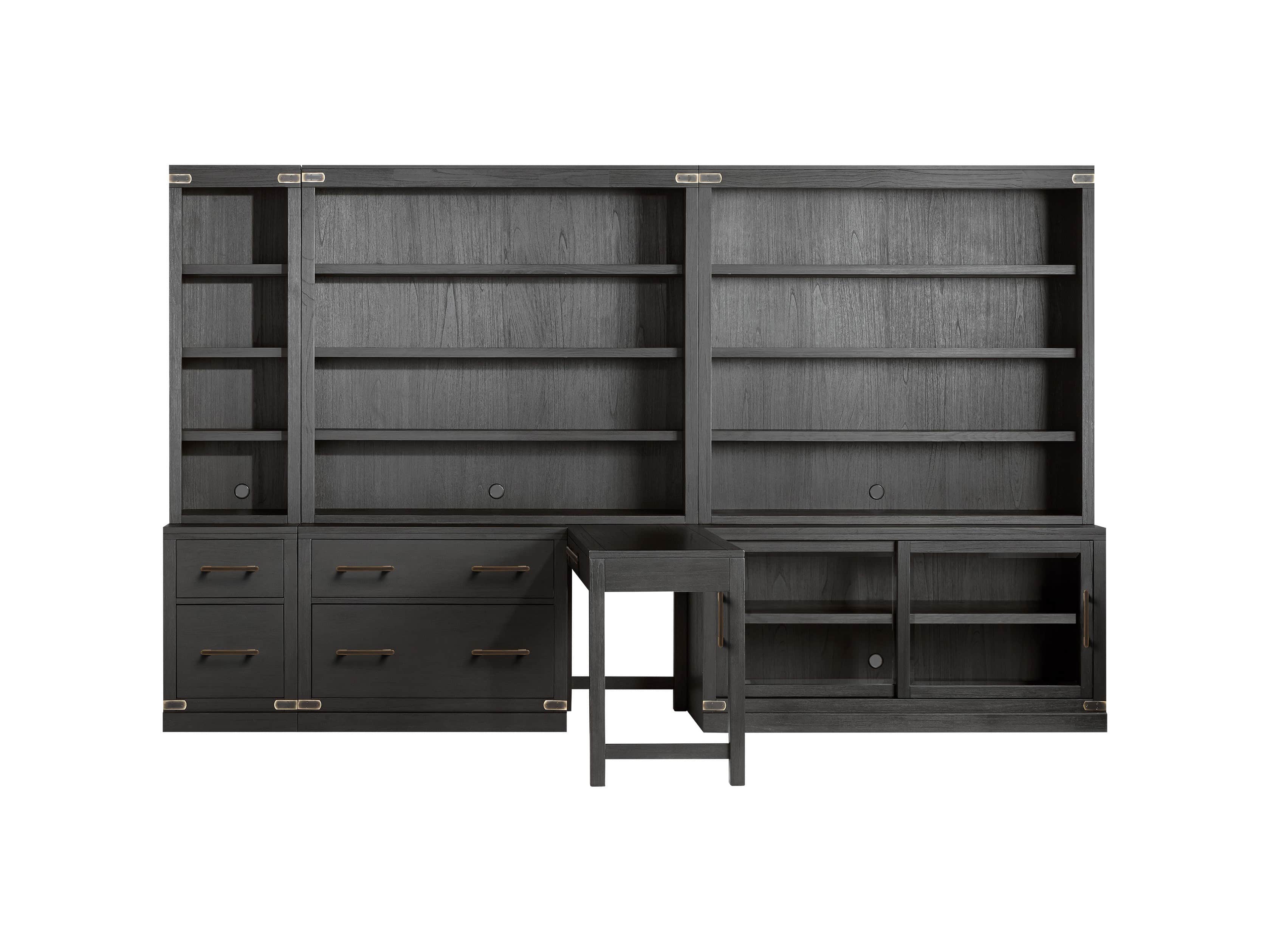 Tremont Modular 140” Library Workspace in Dry Branch Black