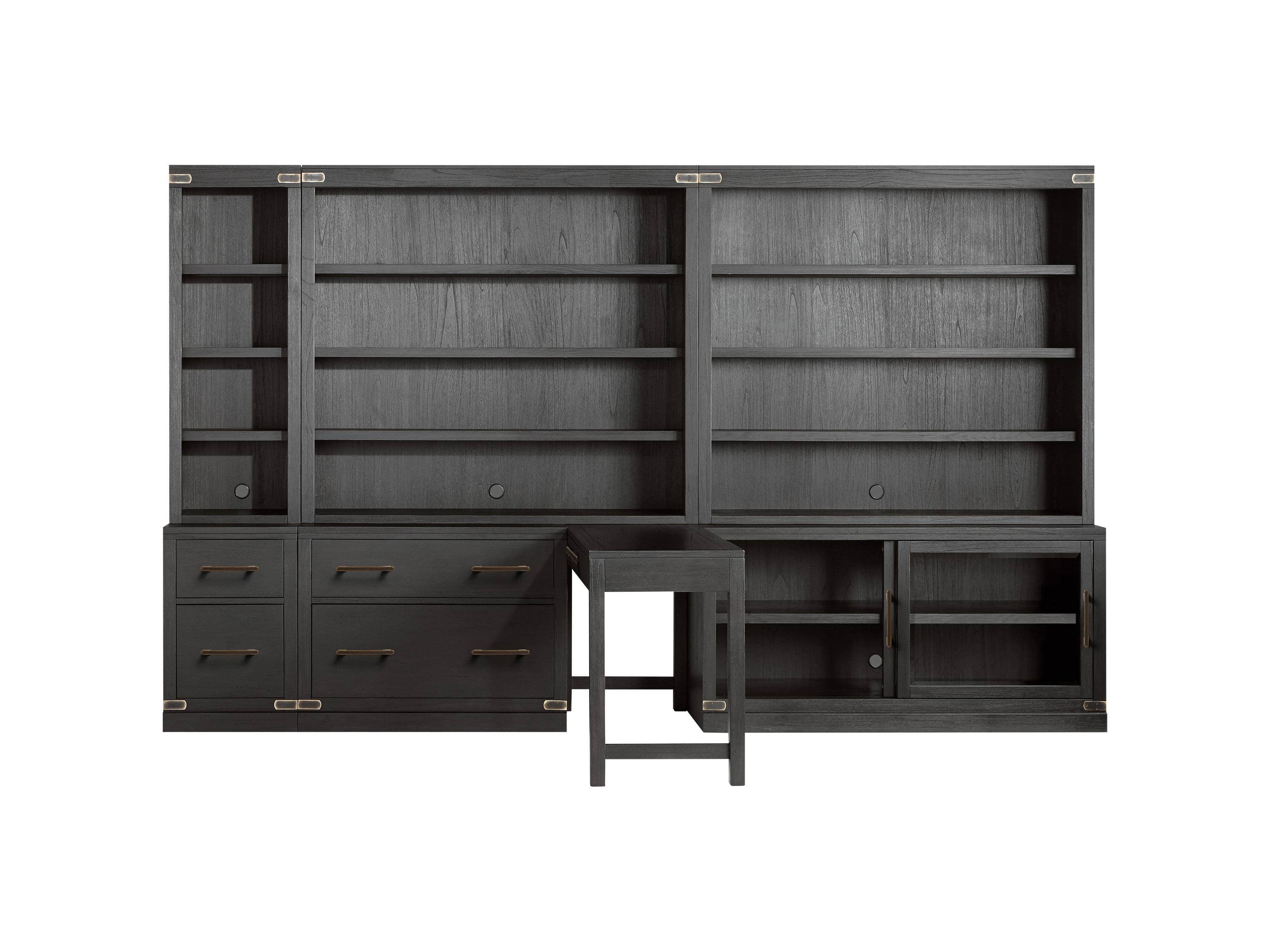 Tremont Modular 140” Library Workspace in Dry Branch Black
