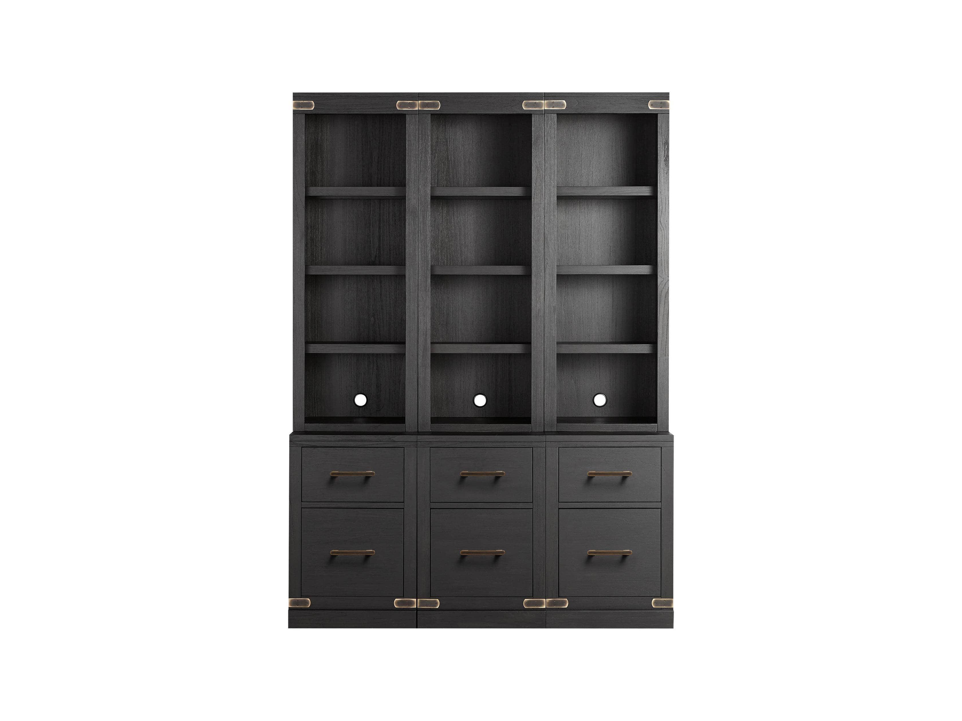 Tremont Modular 60” Triple Bookcase in Dry Branch Black