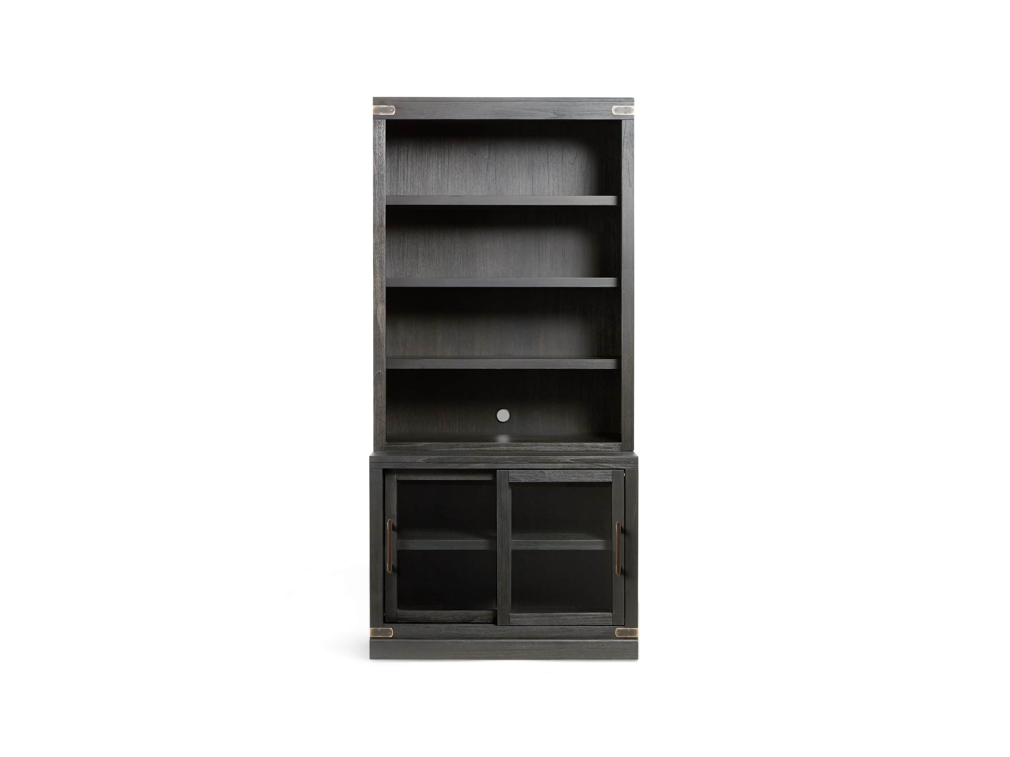 Tremont Modular 40” Bookcase Top and Cabinet Base in Dry Branch Black