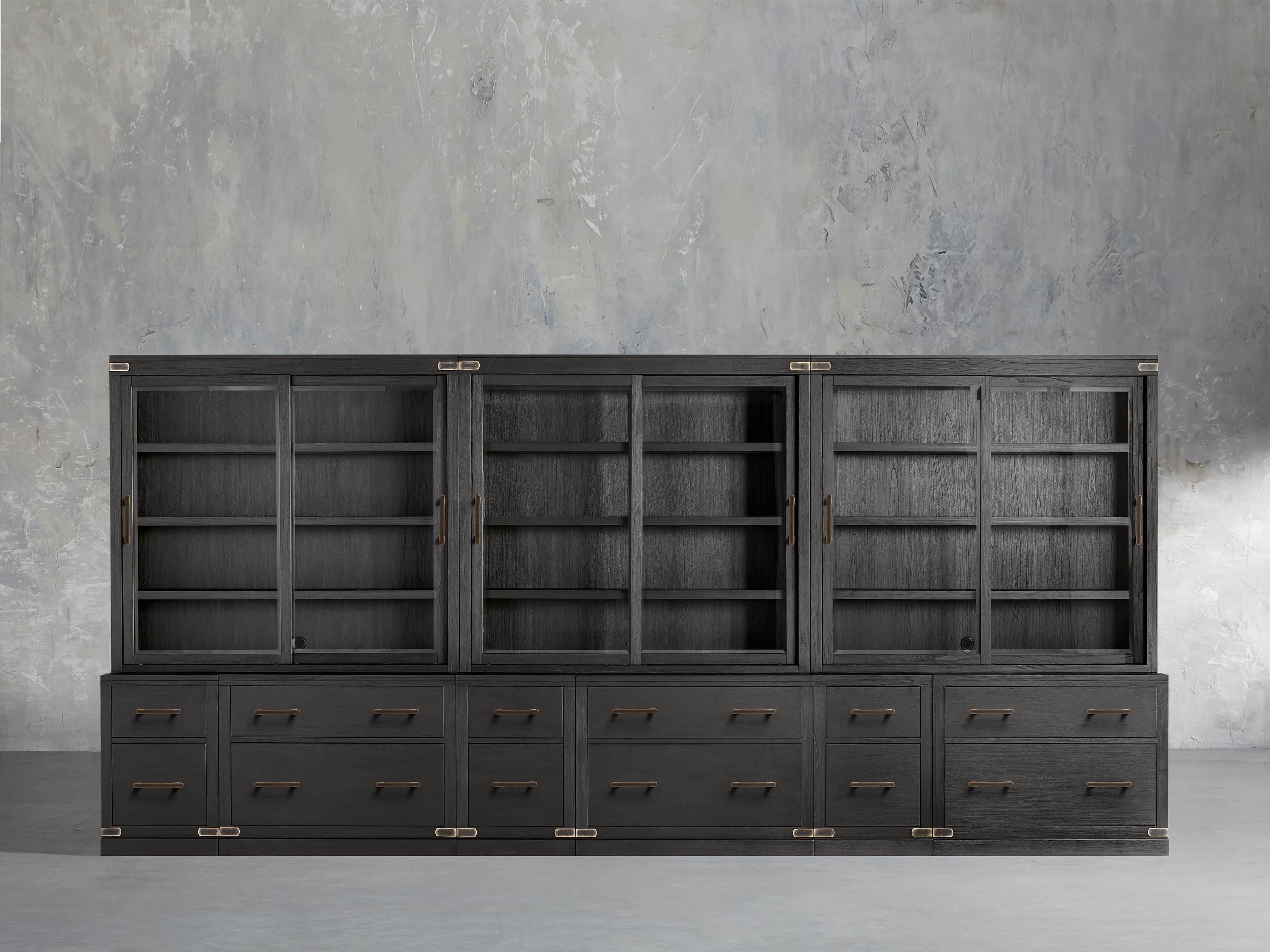 View the Tremont Modular Triple Cabinet with File Base | Variant: DRY BRANCH BLACK