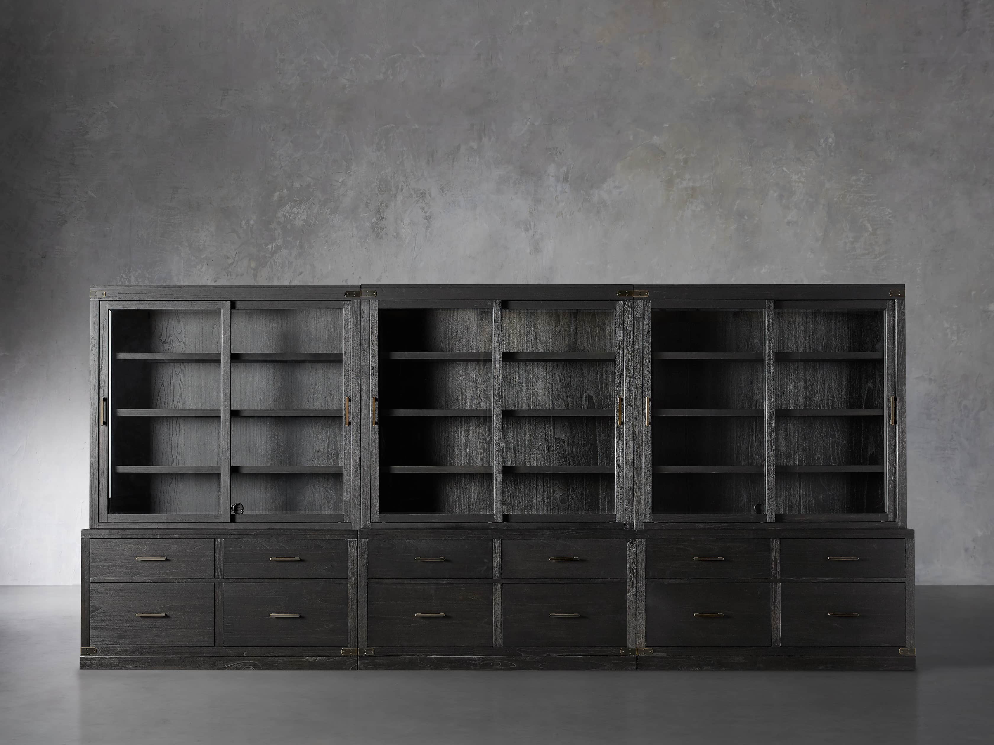 Tremont 180" Triple Cabinet with Brass Handles in Dry Branch Black, slide 1 of 4