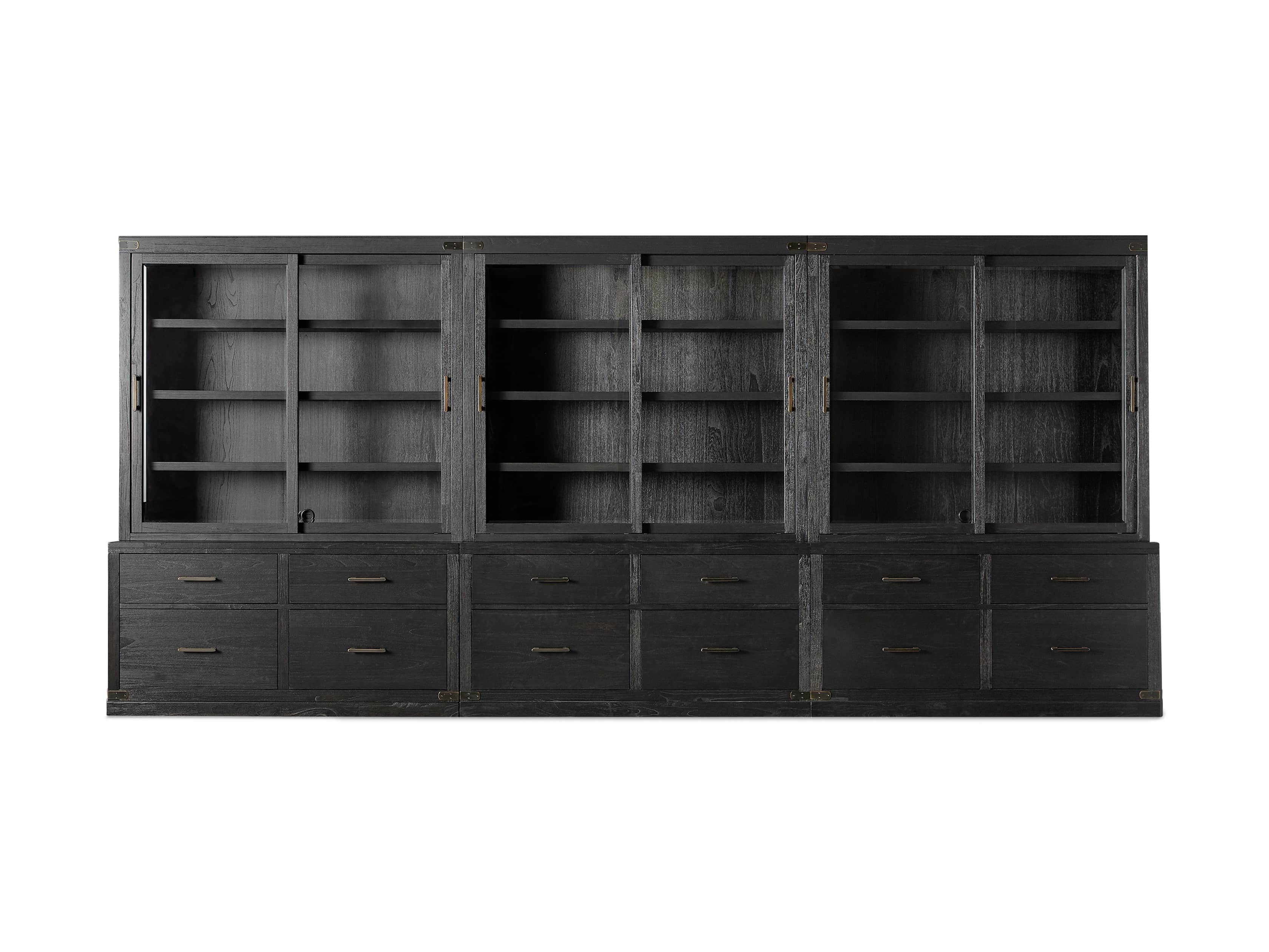 Tremont 180" Triple Cabinet with Brass Handles in Dry Branch Black, slide 4 of 4