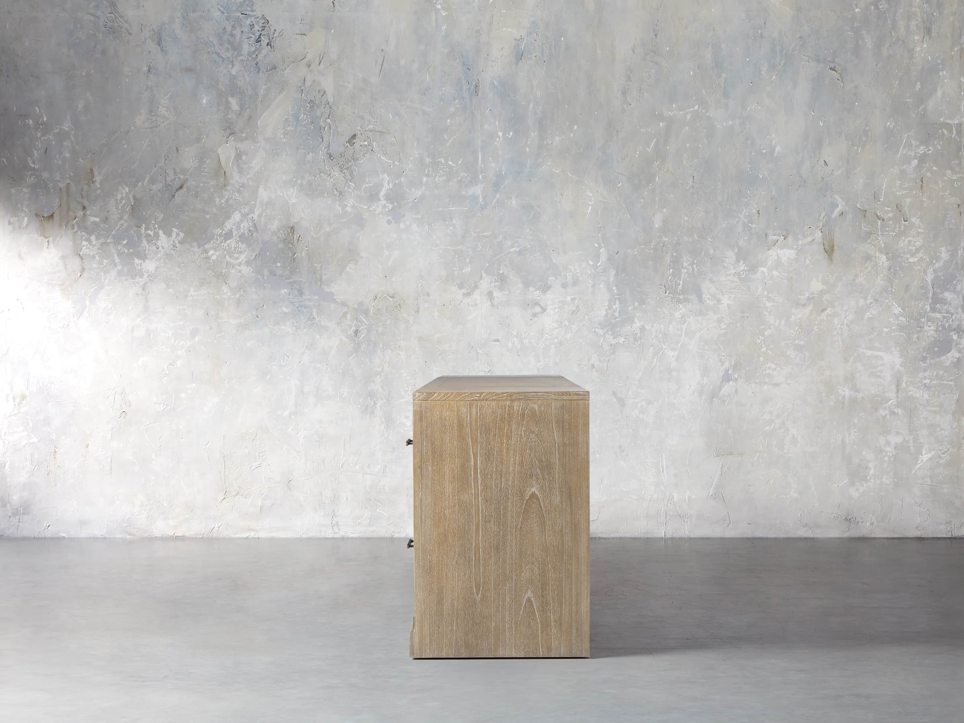 Tremont Modular 100" Media Console with Brass Handles in DRY BRANCH NATURAL