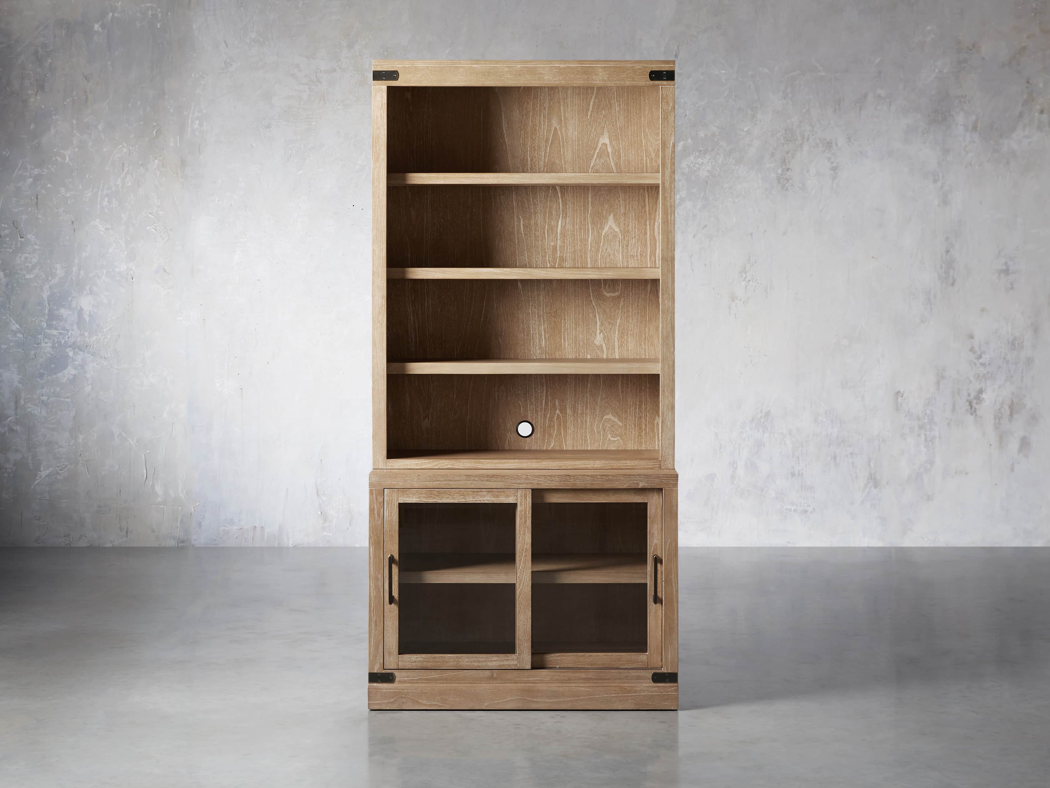 View the Tremont Modular Bookcase with Cabinet Base | Variant: DRY BRANCH NATURAL