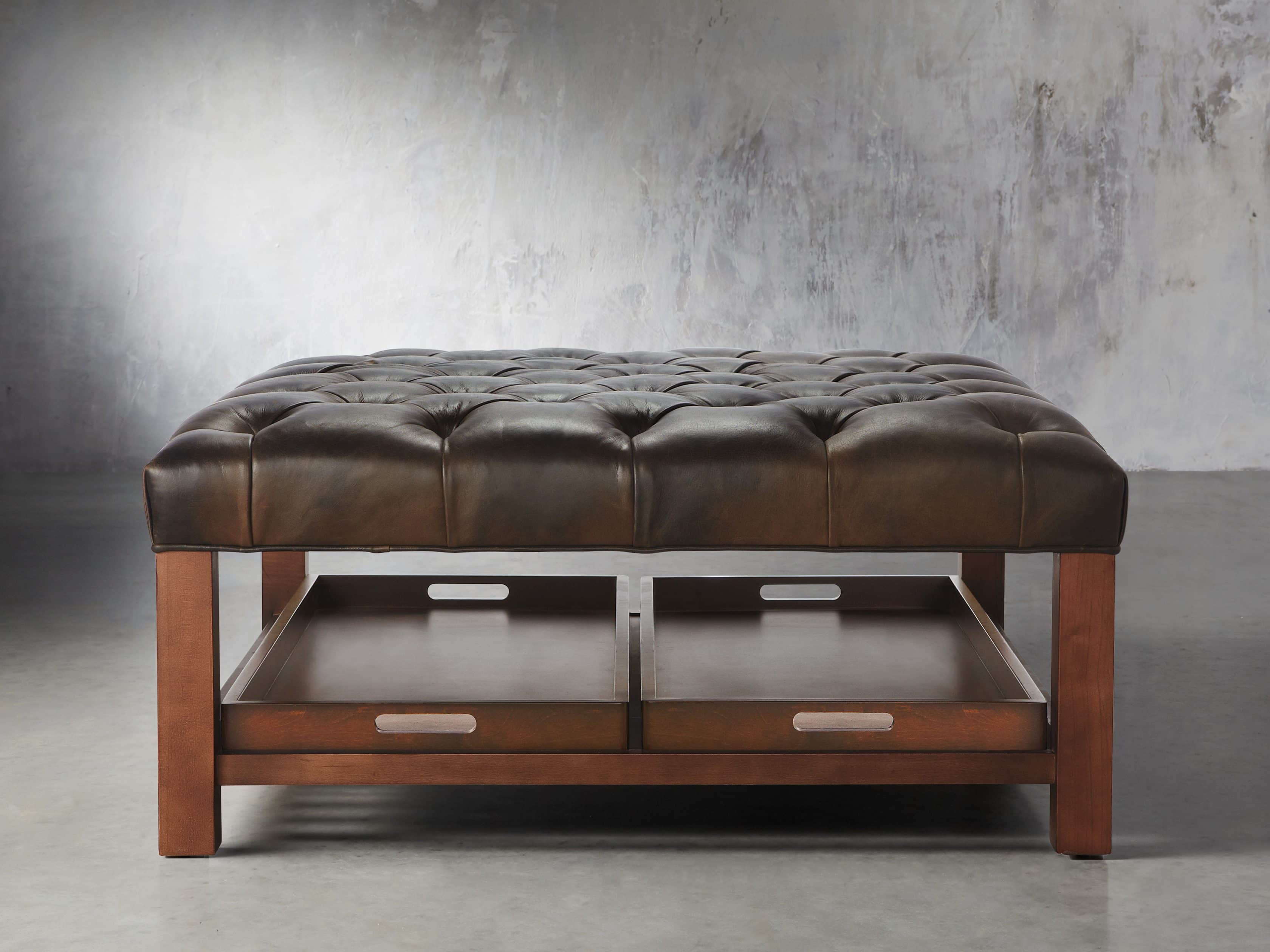 Ottomans Leather Living, Rustic Leather Ottoman