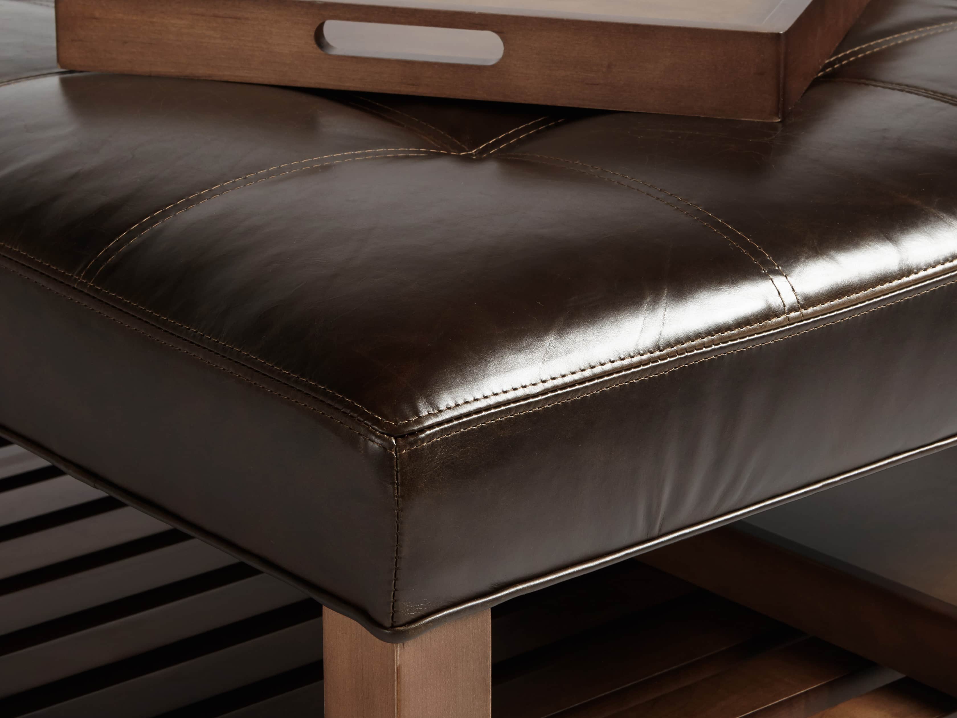 Butler Leather 39" Biscuit Tufted Ottoman