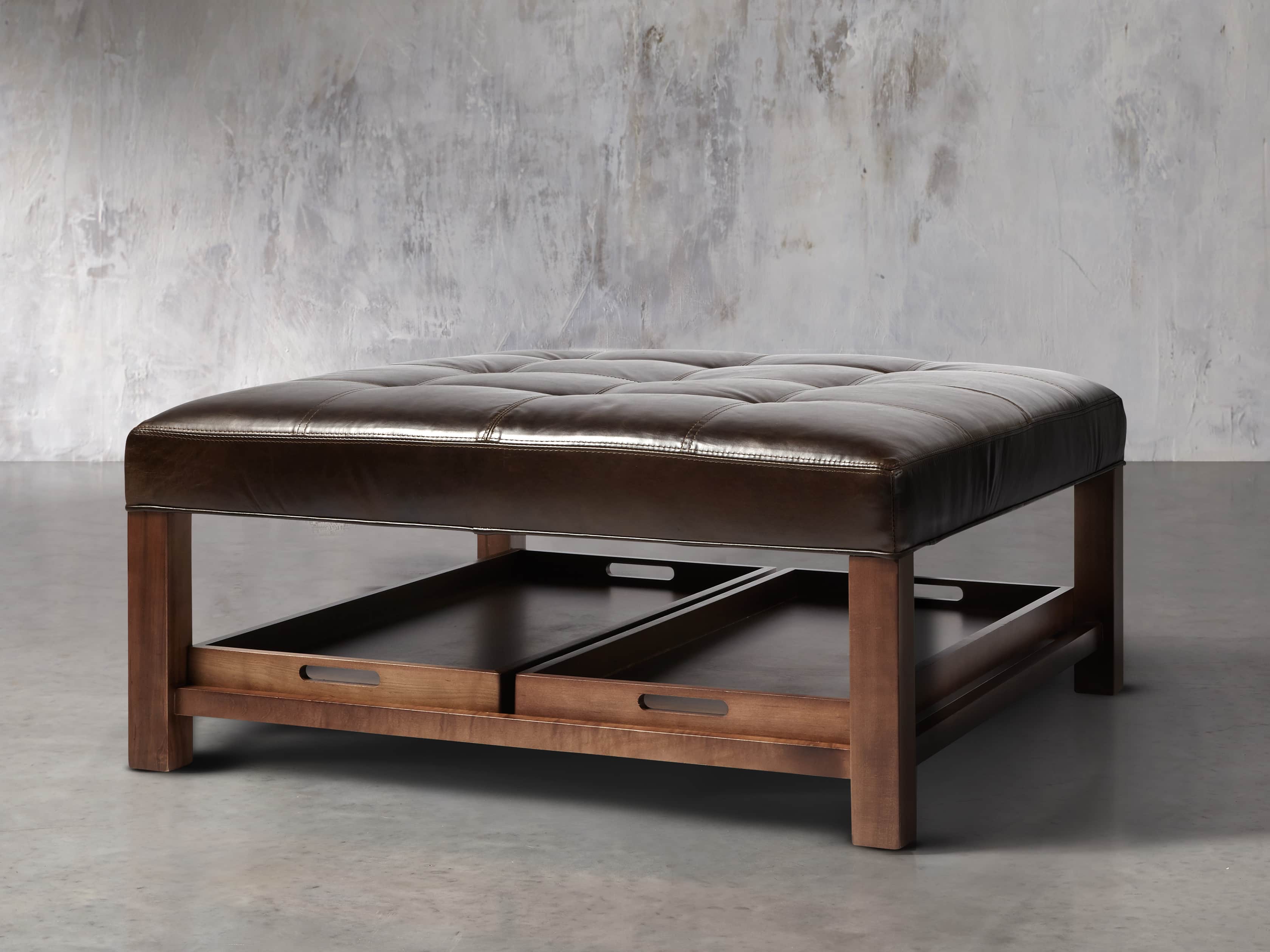 Butler Leather 39" Biscuit Tufted Ottoman