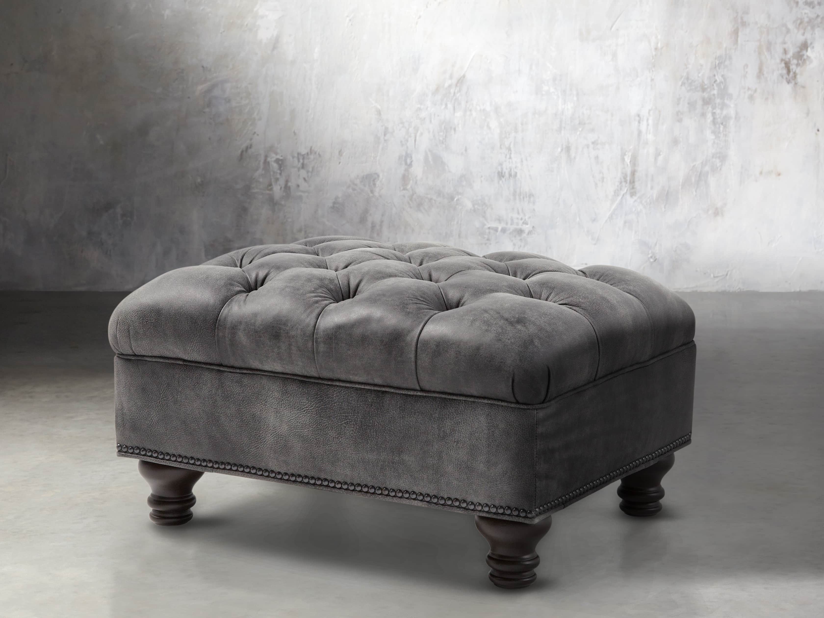 Berwick Leather 29" Tufted Ottoman, slide 2 of 2