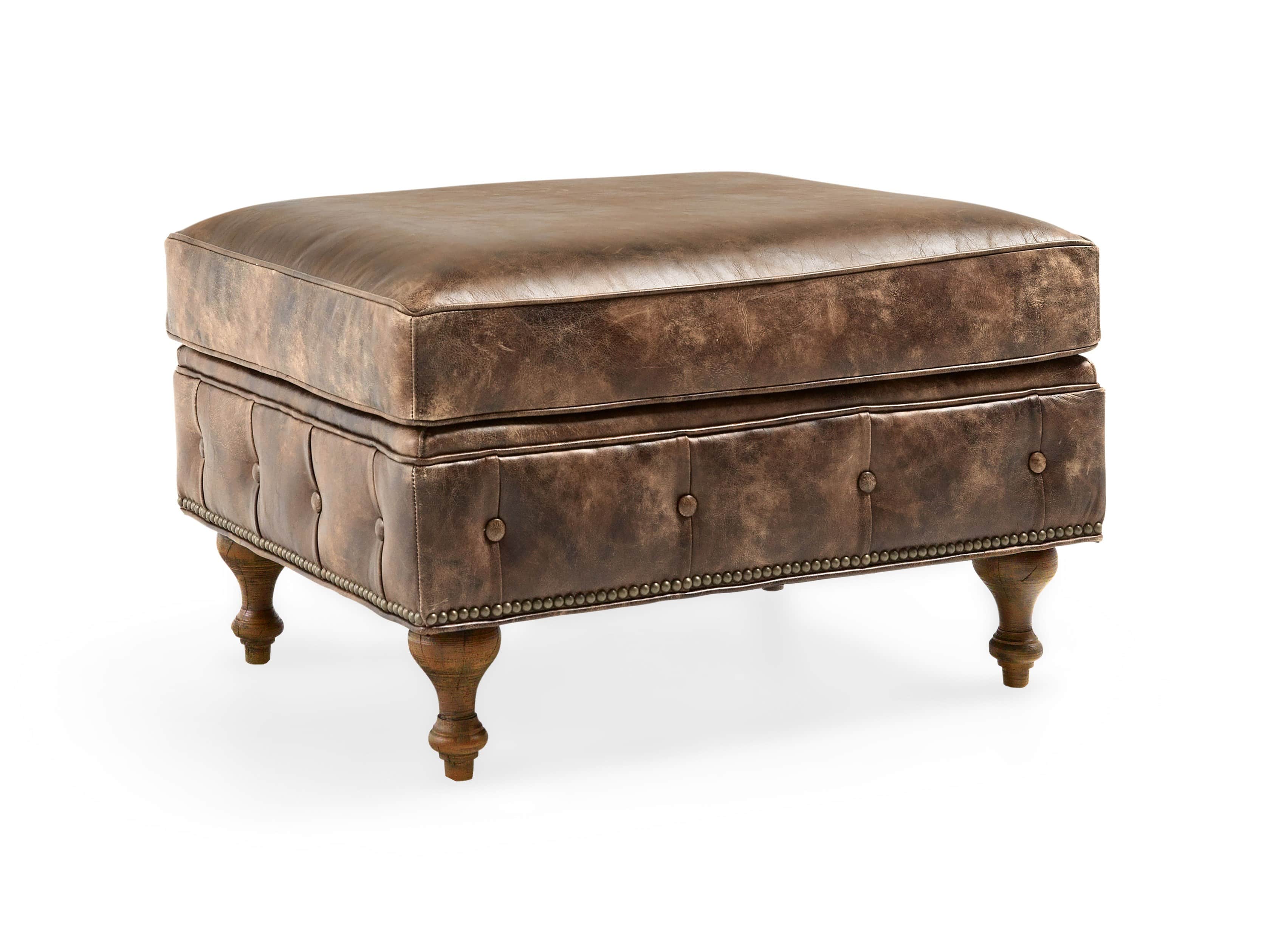 Wessex Leather 32" Tufted Ottoman