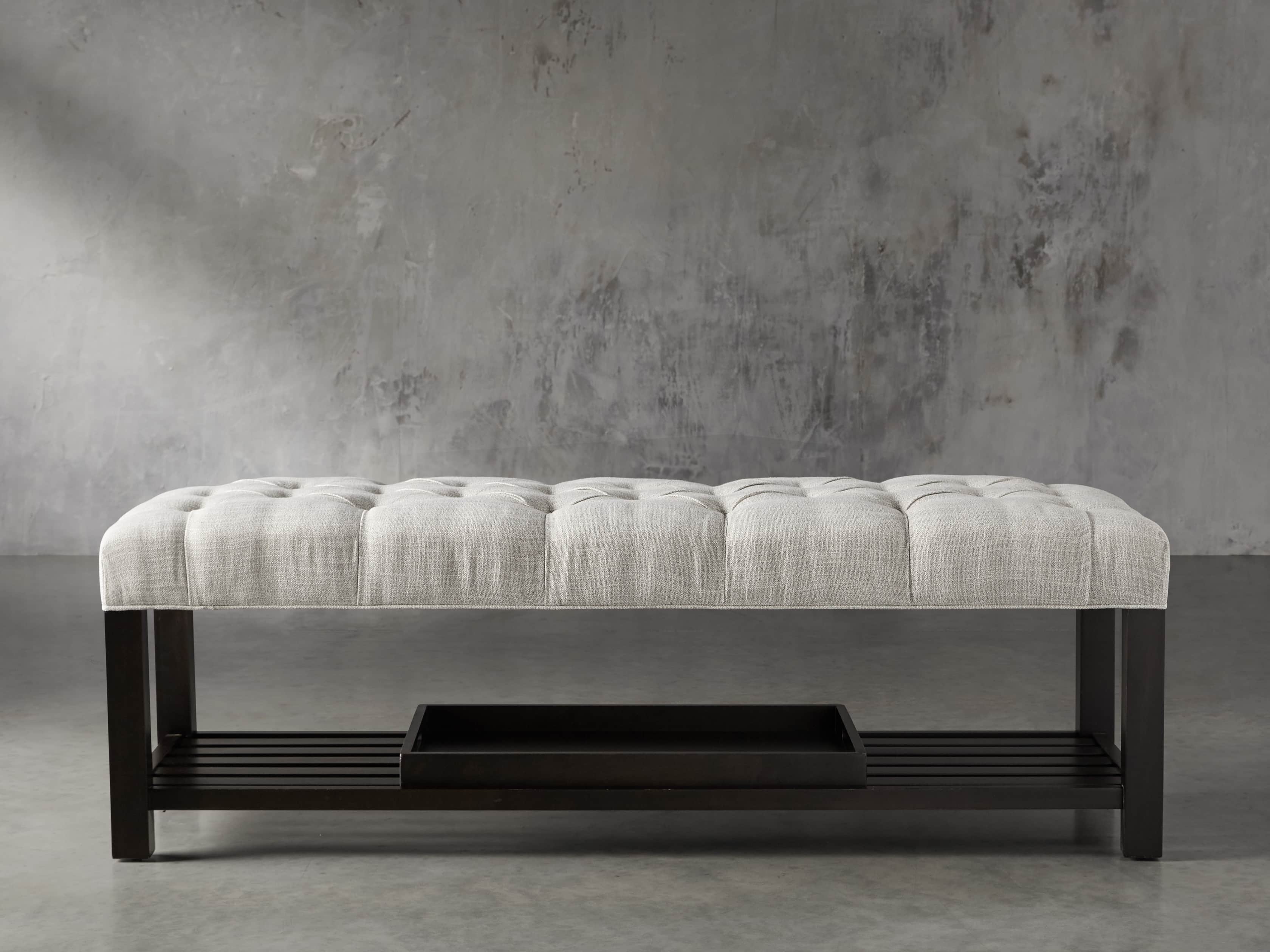 Chambers Tufted Bench in Dasher Ash, slide 1 of 9