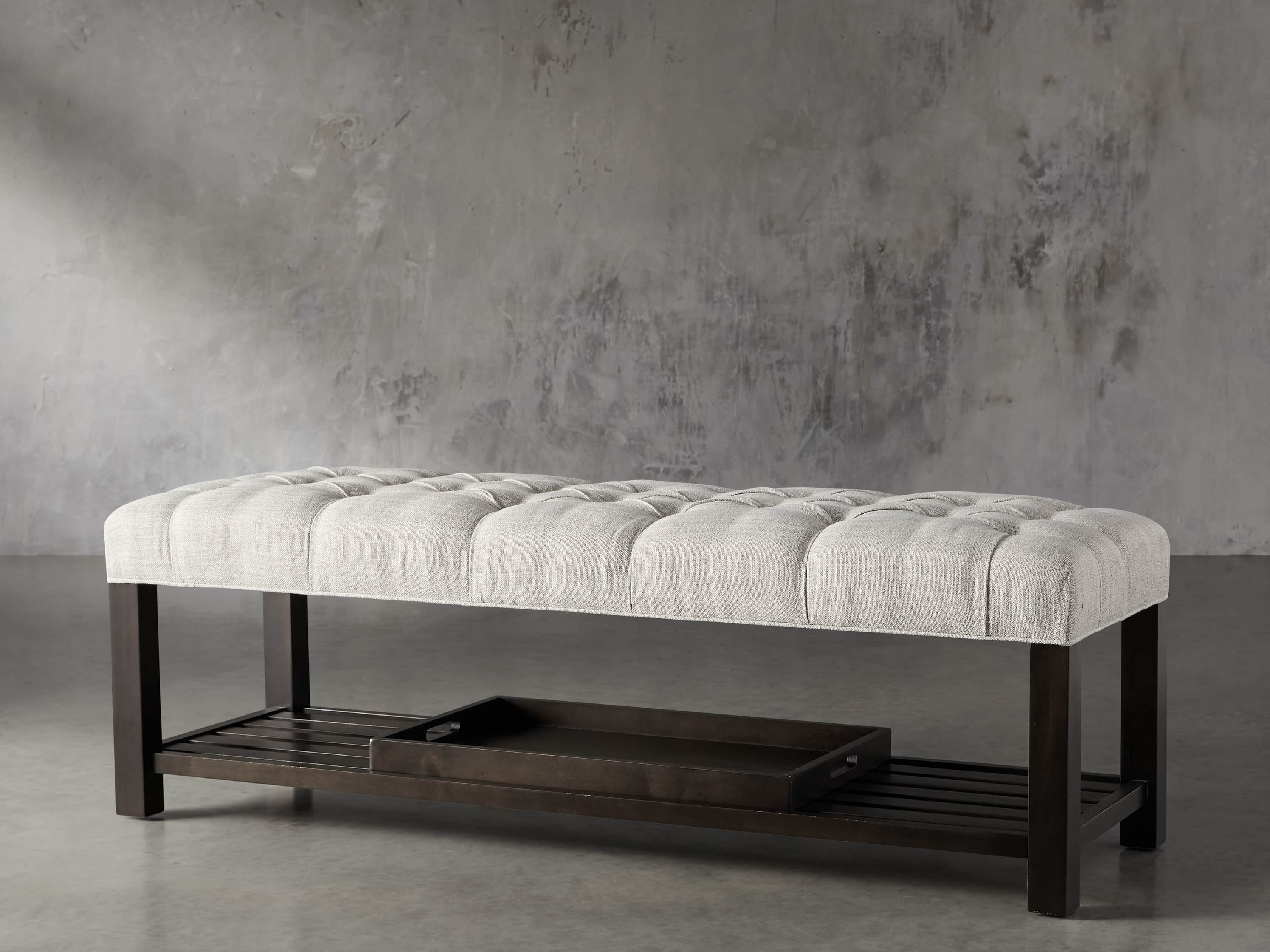 Chambers Tufted Bench in Dasher Ash, slide 3 of 9