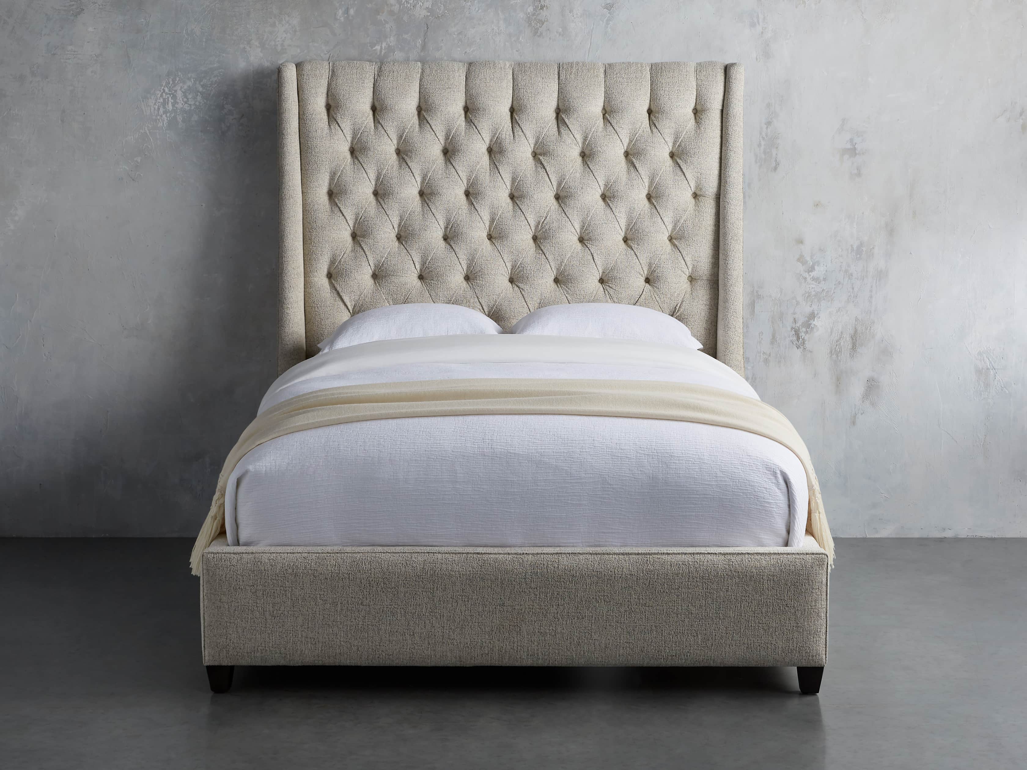 Devereaux Queen 70" Upholstered Tufted Bed in Plush Linen, slide 2 of 7