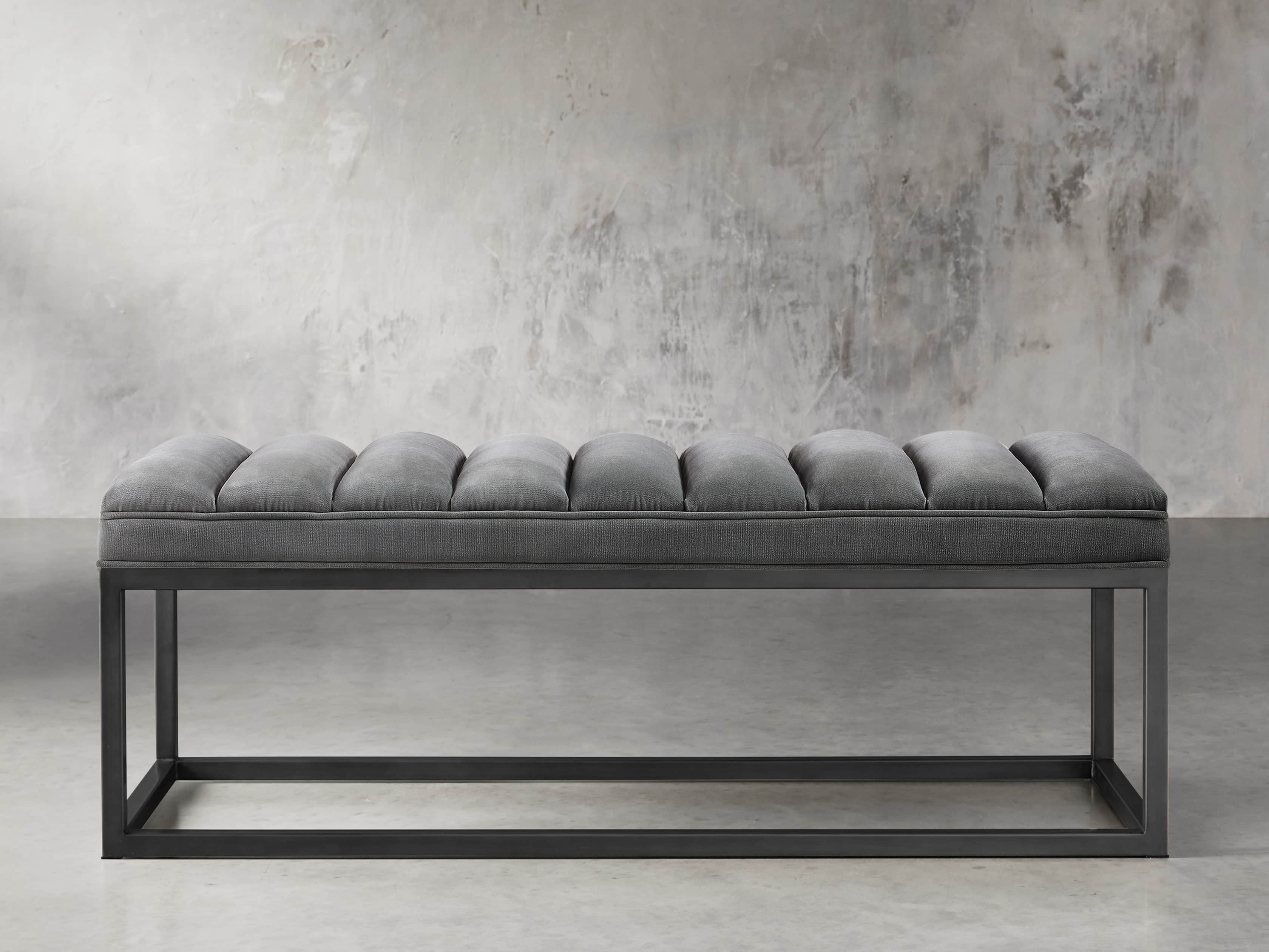 Edie Bench in Gibson Flannel and Rough Black, slide 1 of 5