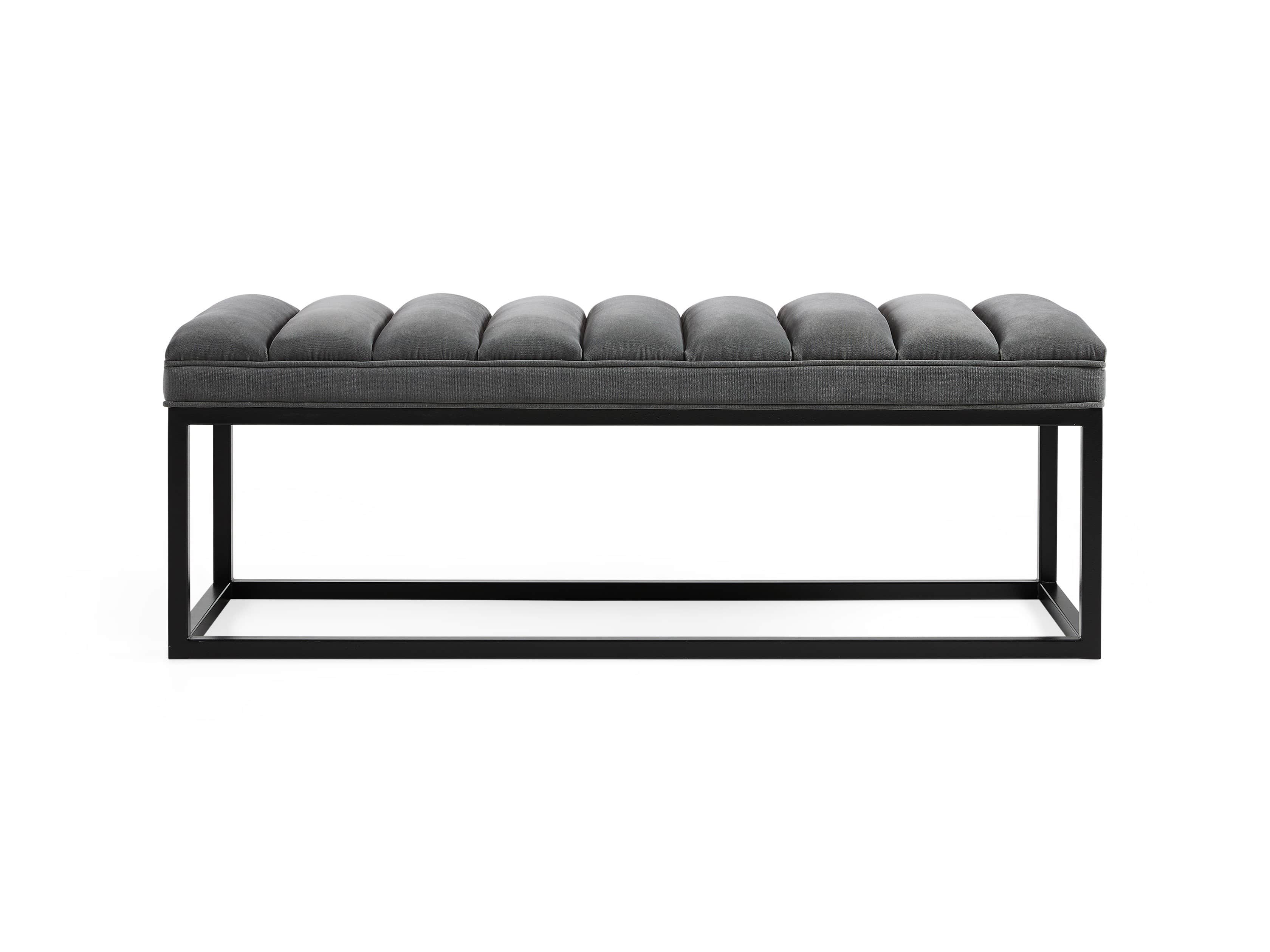 Edie Bench in Gibson Flannel and Rough Black, slide 2 of 5