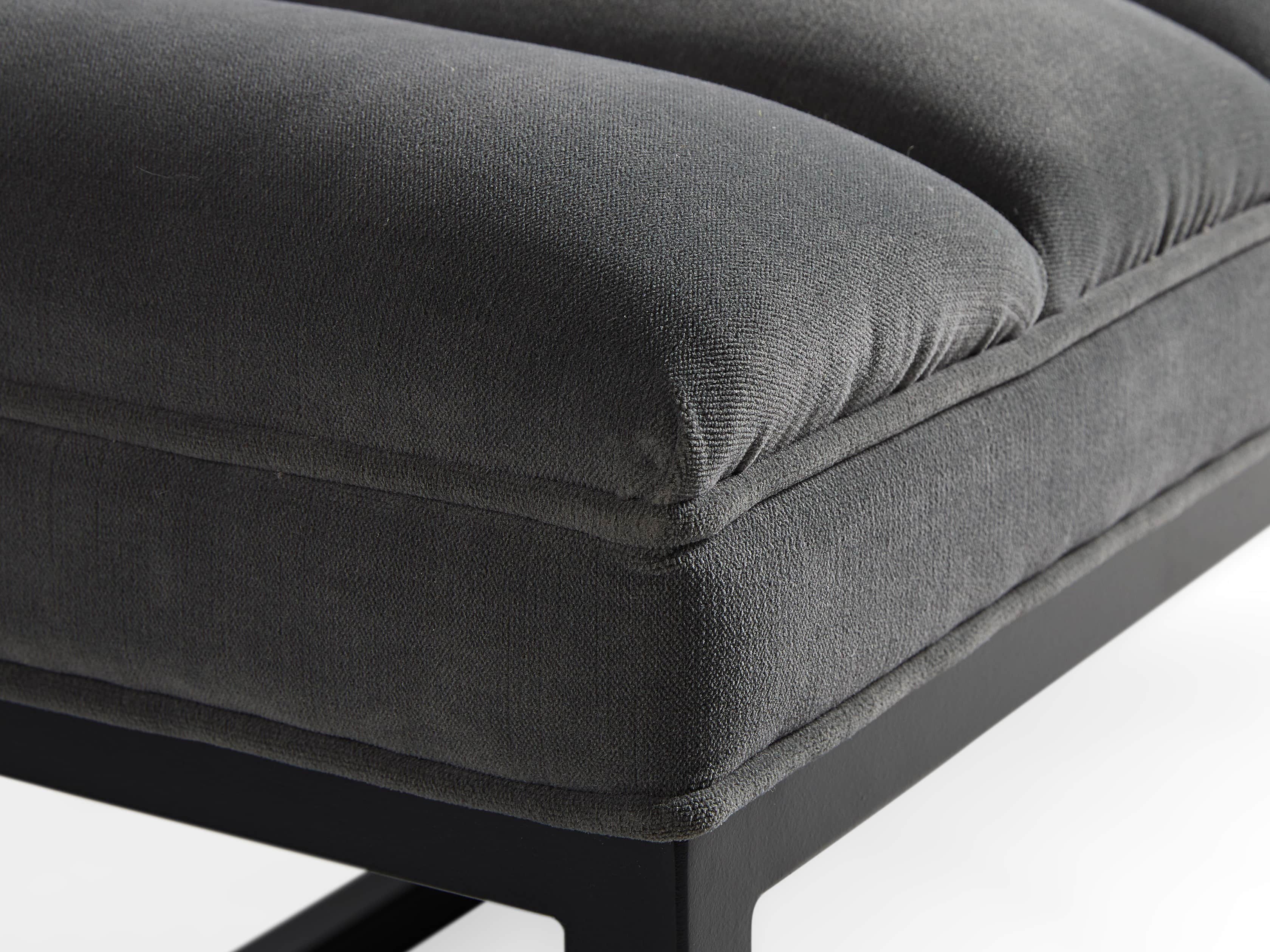 Edie Bench in Gibson Flannel and Rough Black, slide 5 of 5