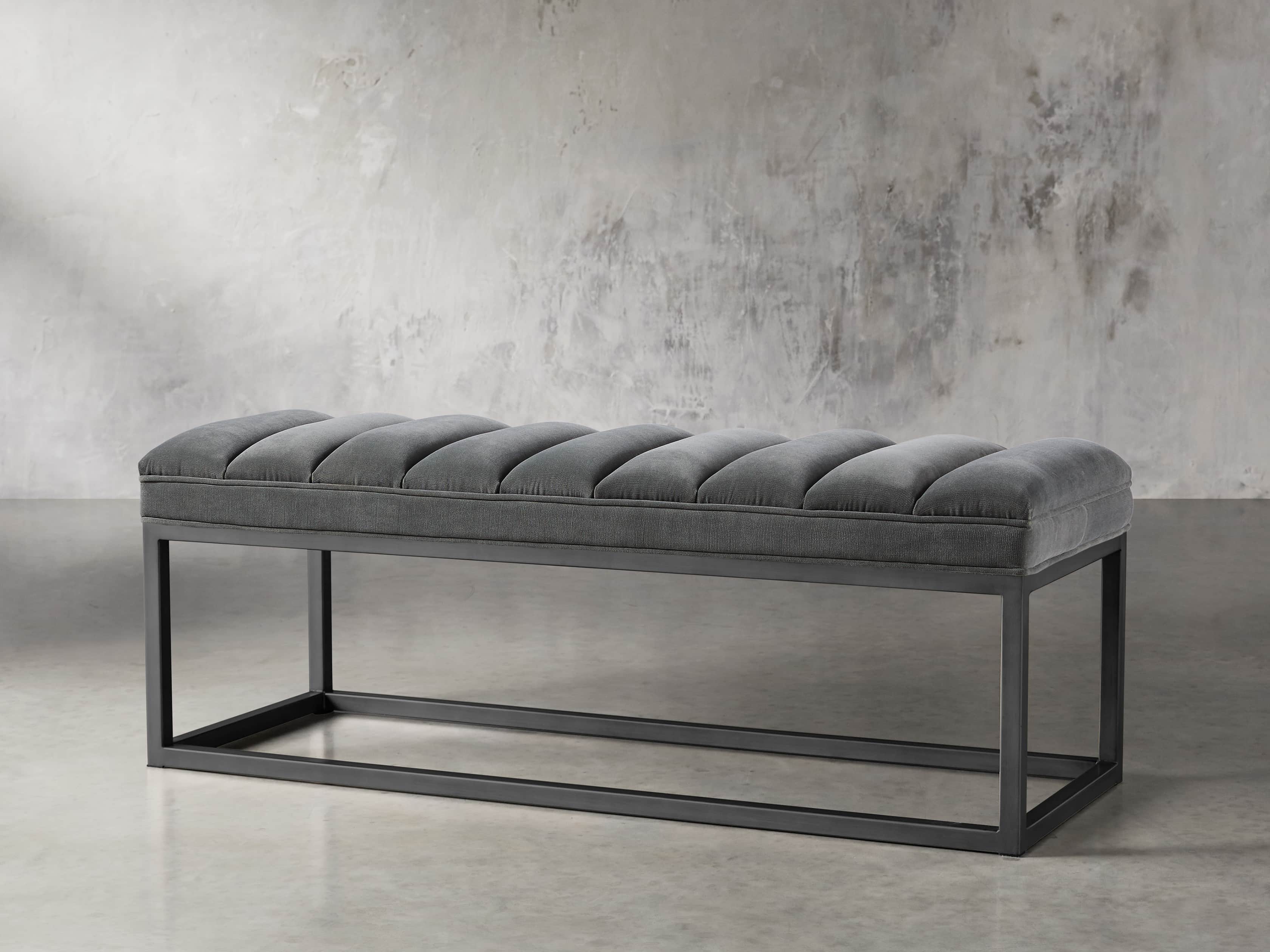 Edie Bench in Gibson Flannel and Rough Black, slide 2 of 5