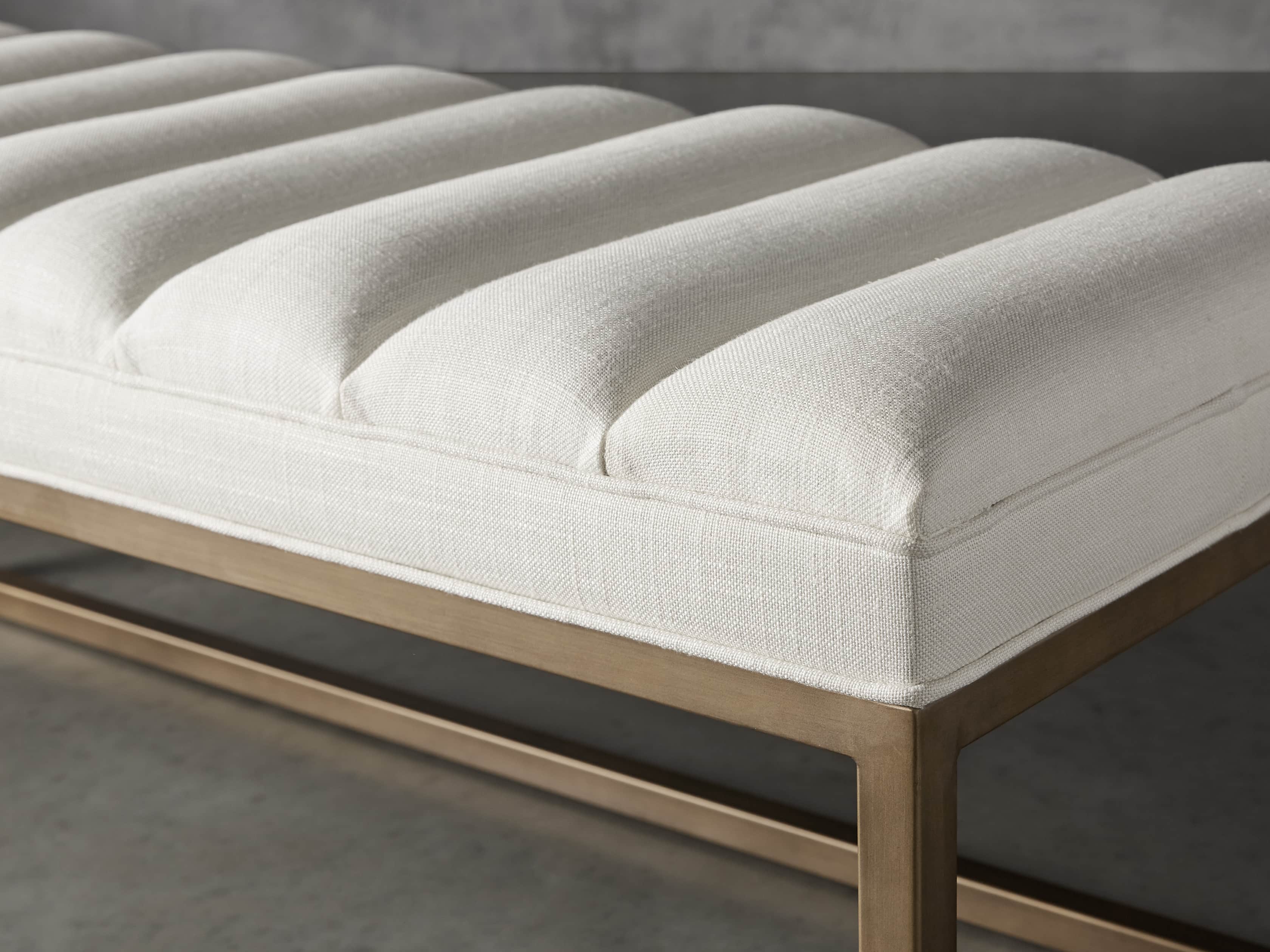 Edie 55" Bench in Devere Ivory and Brass