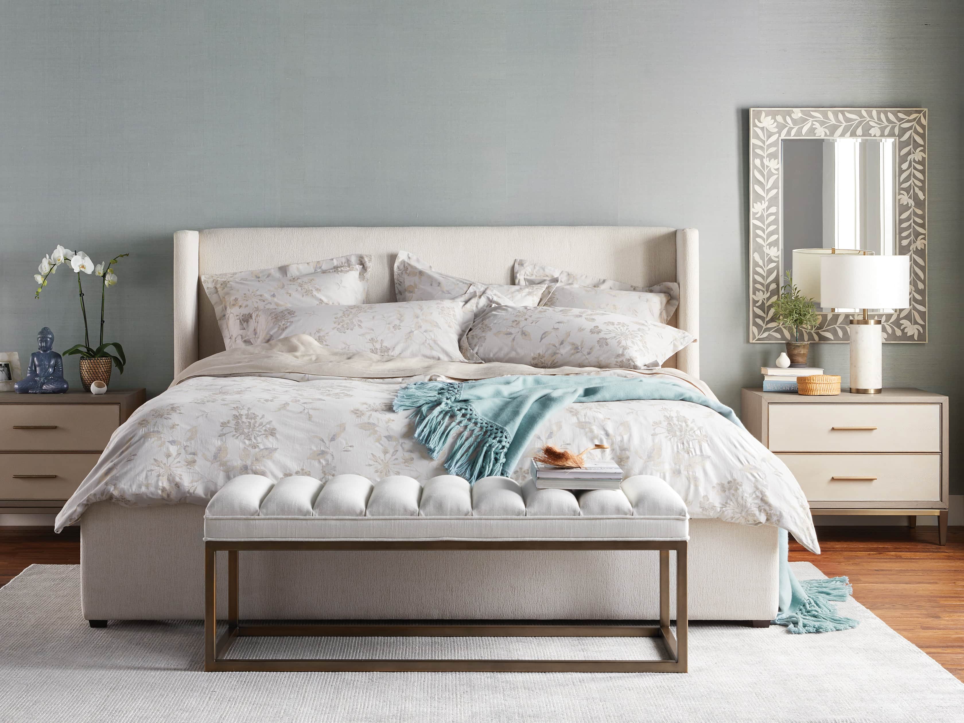 Edie 55" Bench in Devere Ivory and Brushed Brass, slide 7 of 9